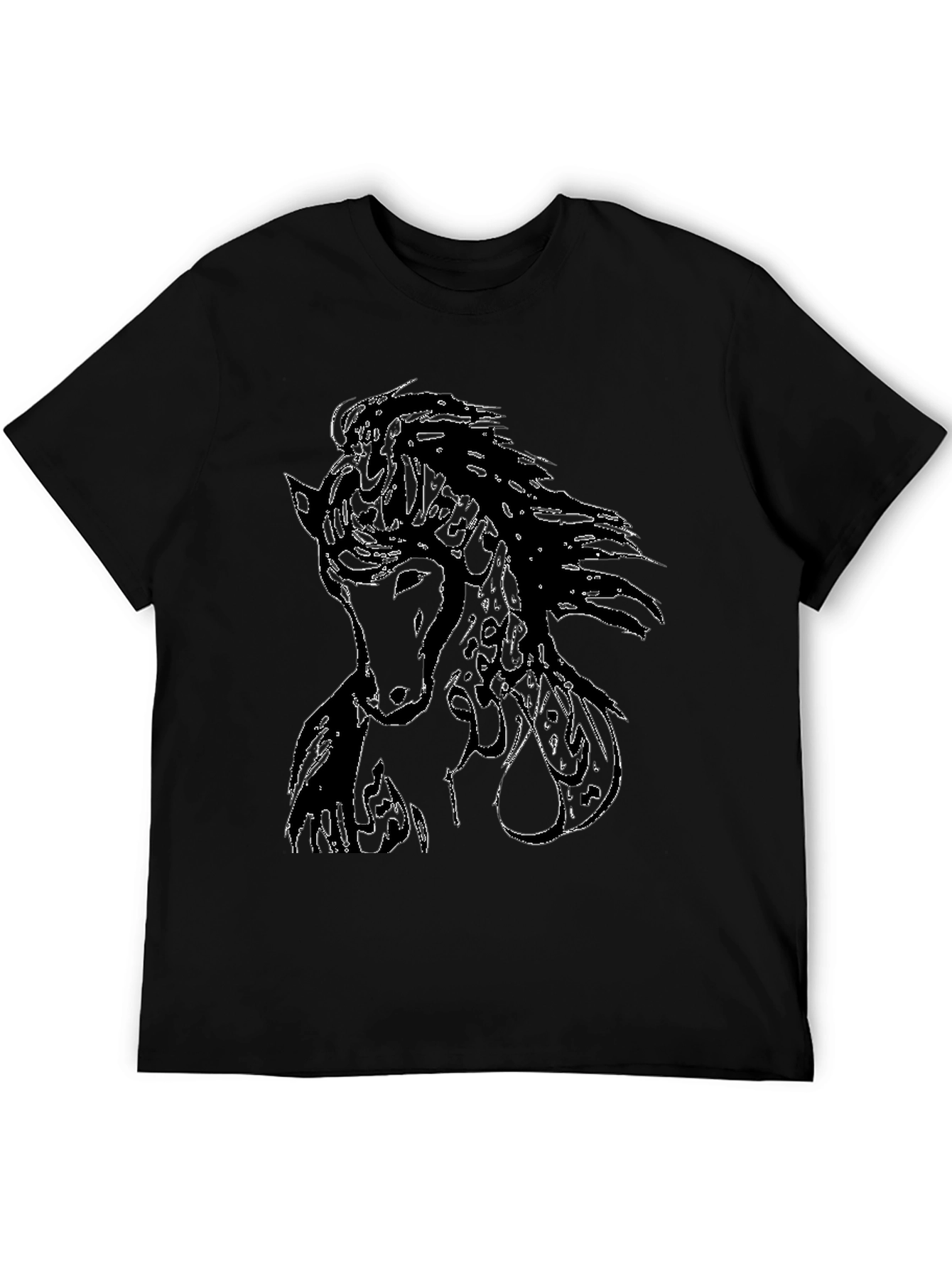 Black Horse Graphic Tee for Men