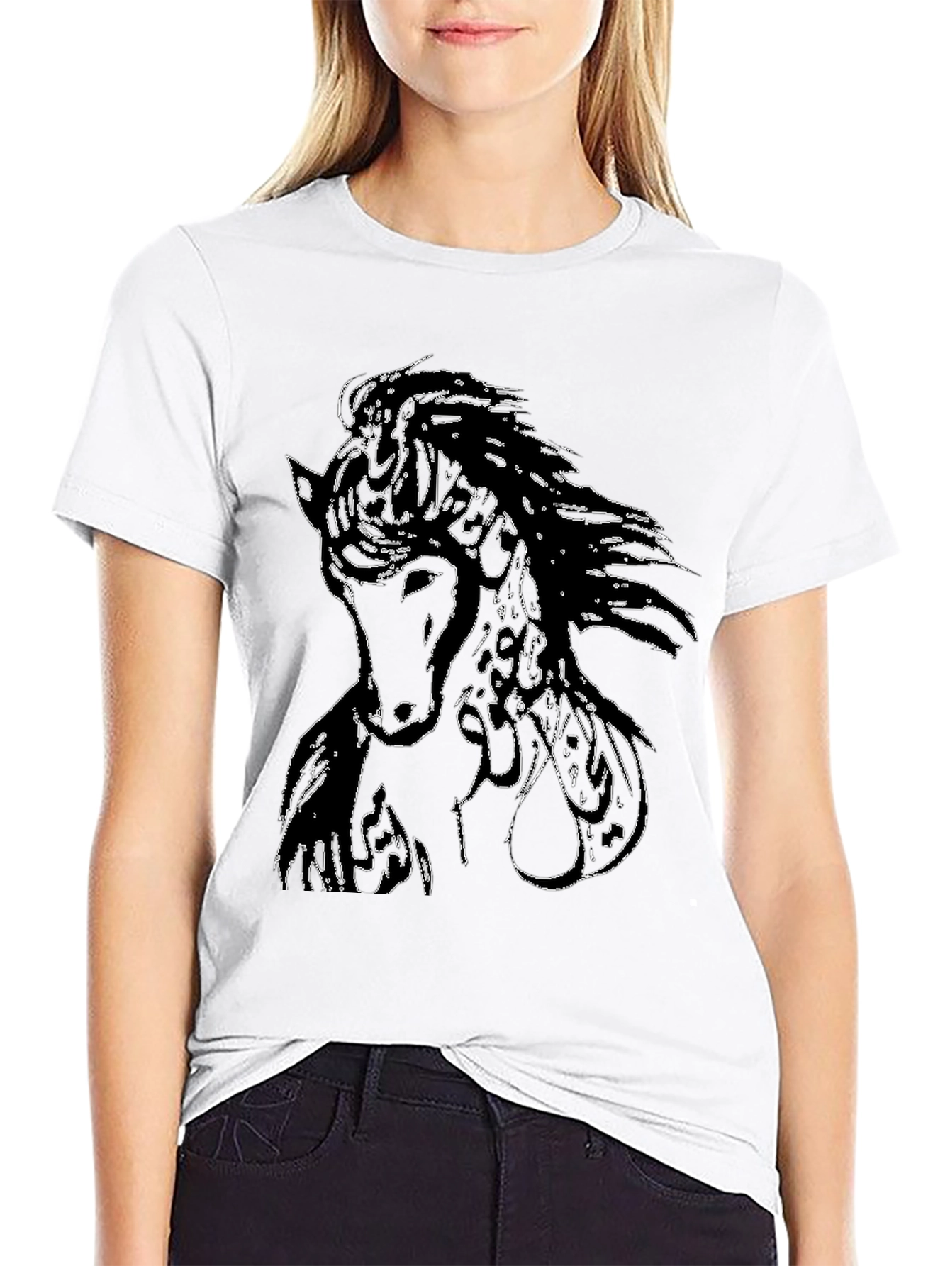 Black Horse Graphic Tee for Men