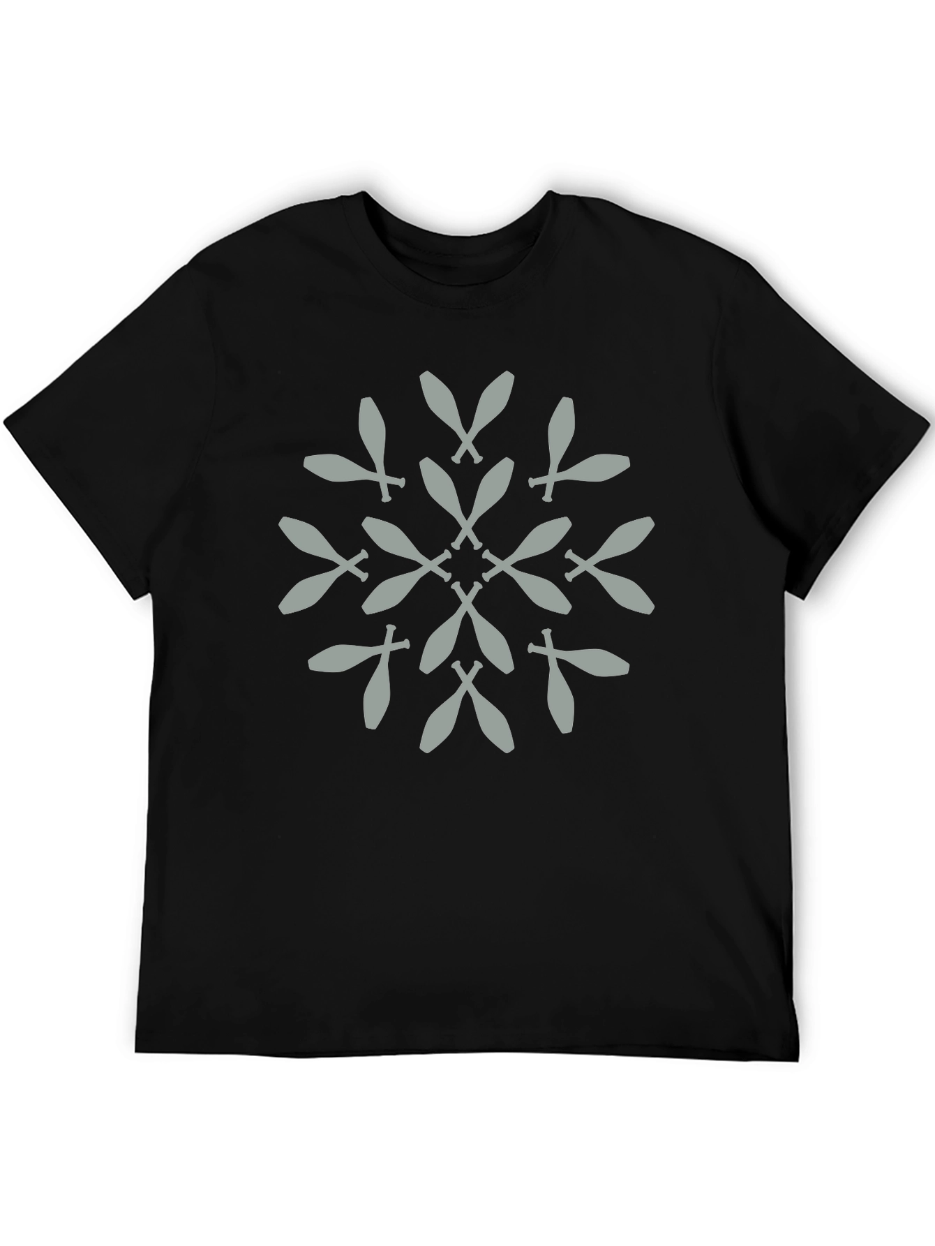 Juggling Club Pattern Tee - Black Cotton Graphic T-Shirt
