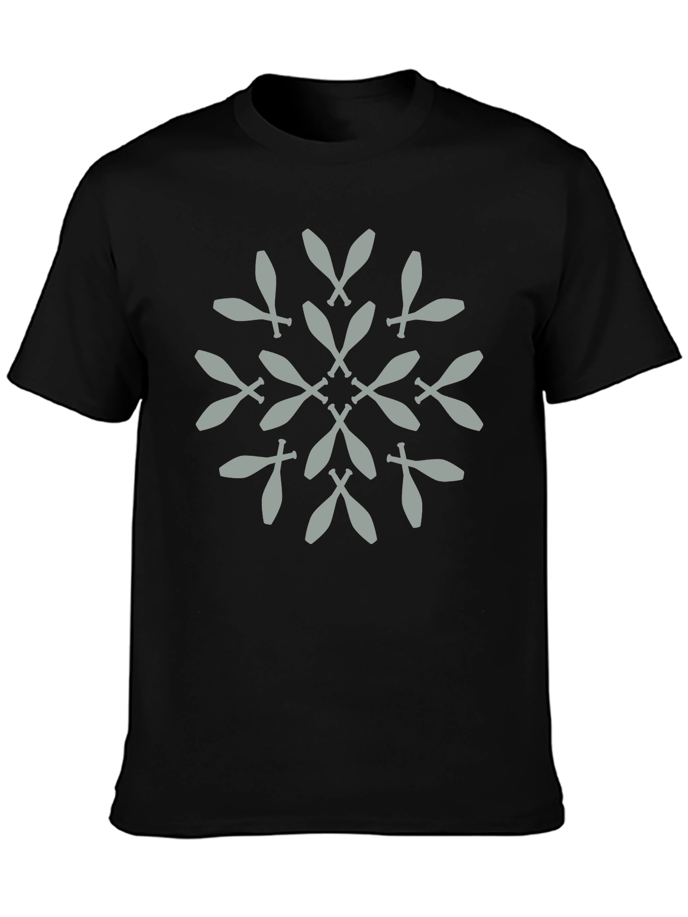 Juggling Club Pattern Tee - Black Cotton Graphic T-Shirt