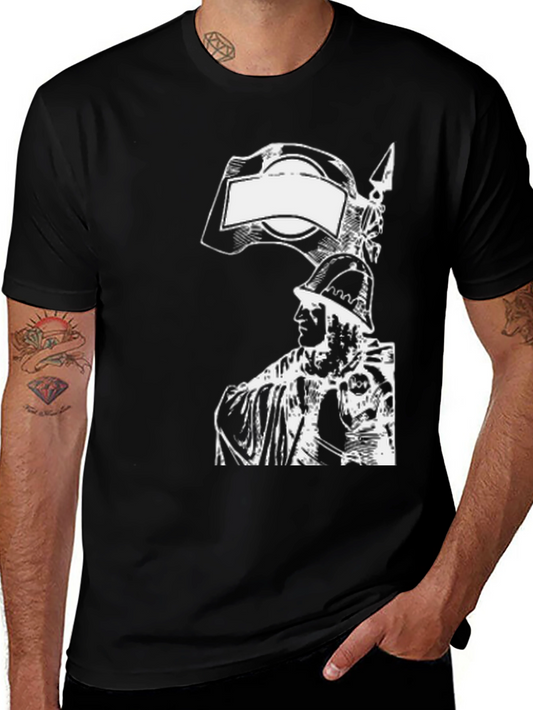 Black T-Shirt with White Soldier Graphic