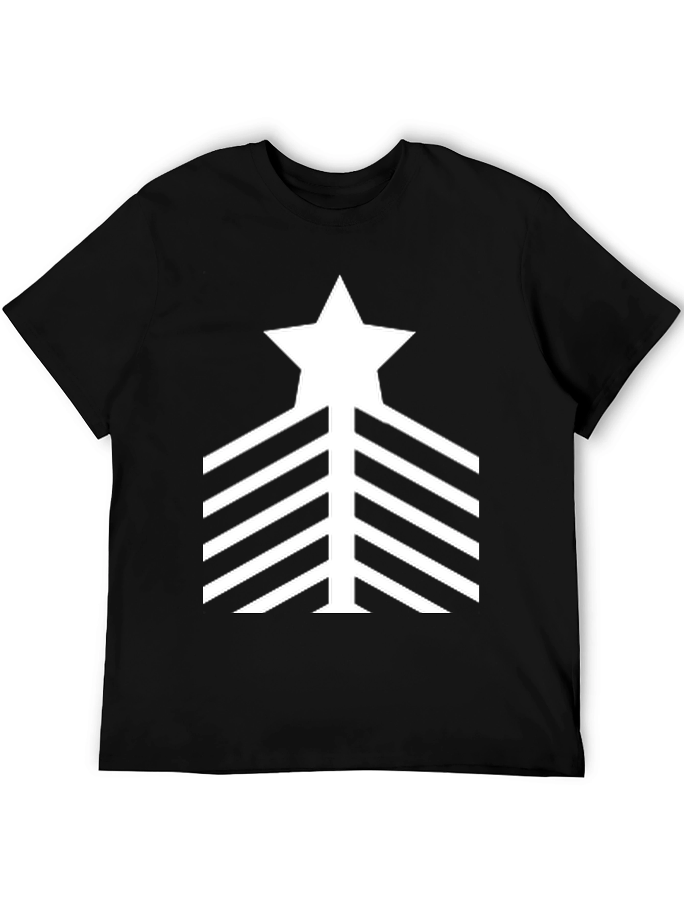 Star Stripes Graphic Tee - Black Cotton Casual Shirt