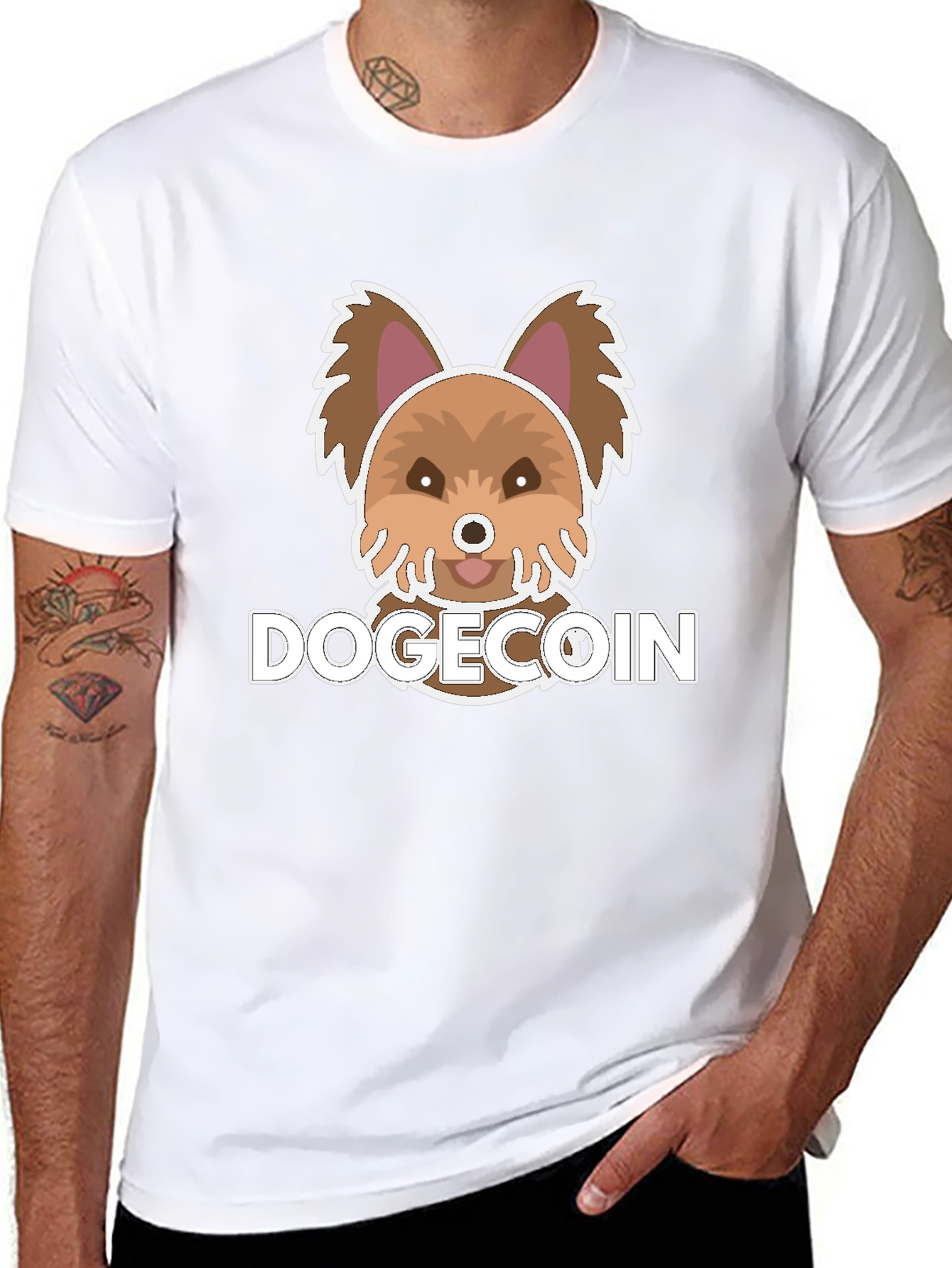 Dogecoin Cute Puppy Graphic Tee - Black