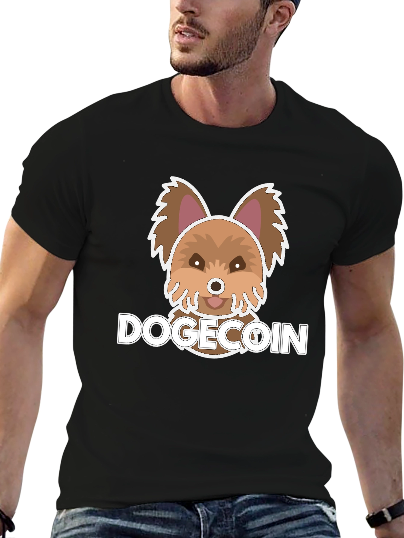 Dogecoin Cute Puppy Graphic Tee - Black