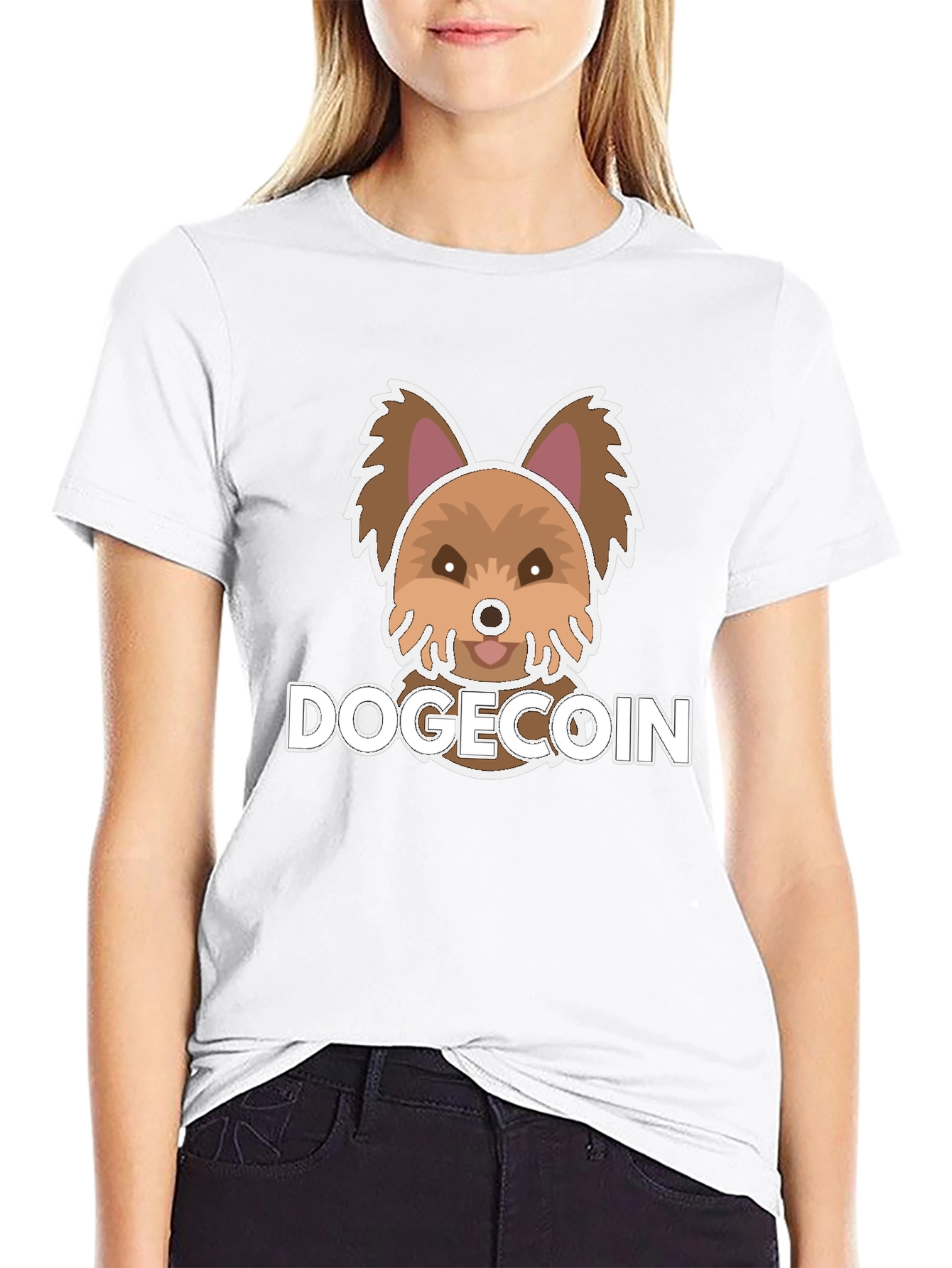 Dogecoin Cute Puppy Graphic Tee - Black
