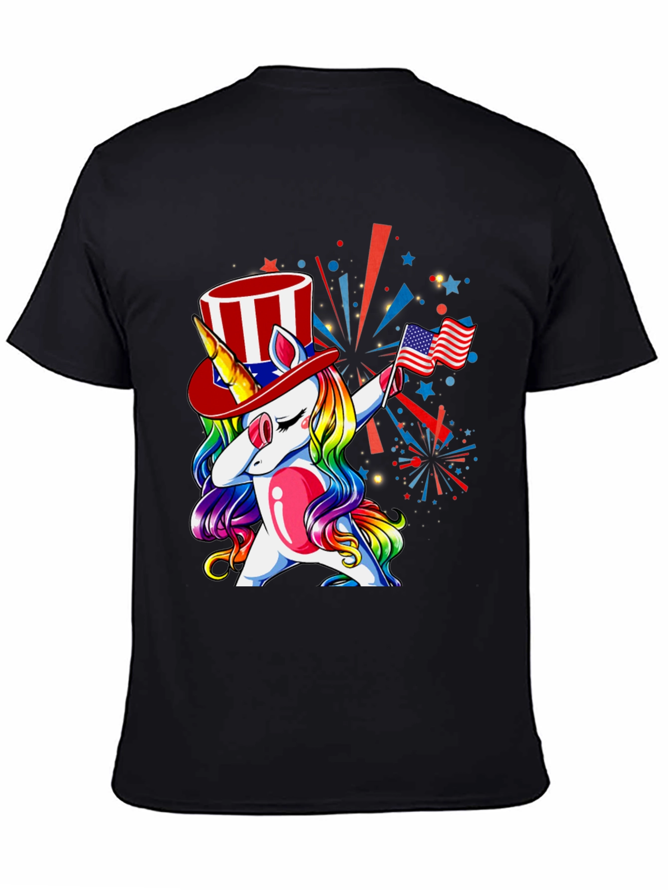 Patriotic Unicorn Dabbing Graphic T-Shirt