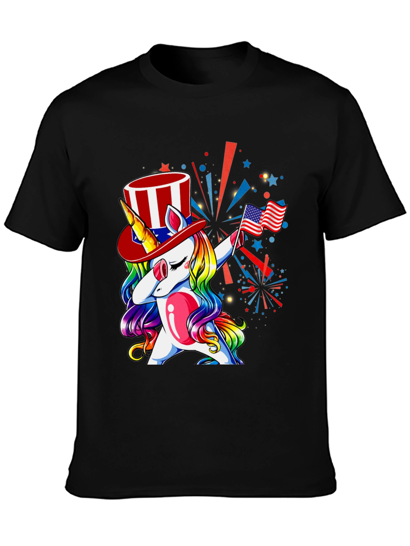 Patriotic Unicorn Dabbing Graphic T-Shirt
