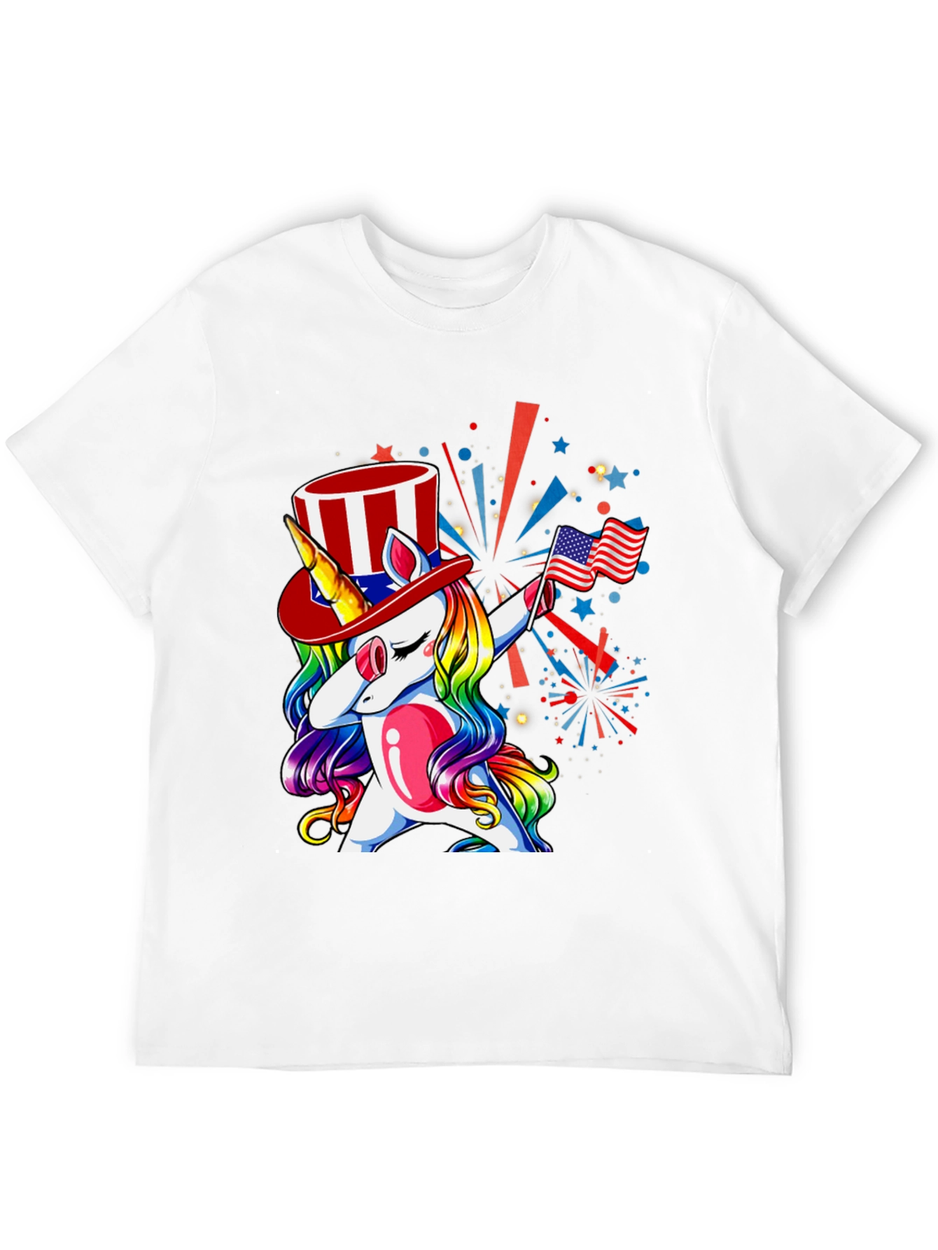 Patriotic Unicorn Dabbing Graphic T-Shirt