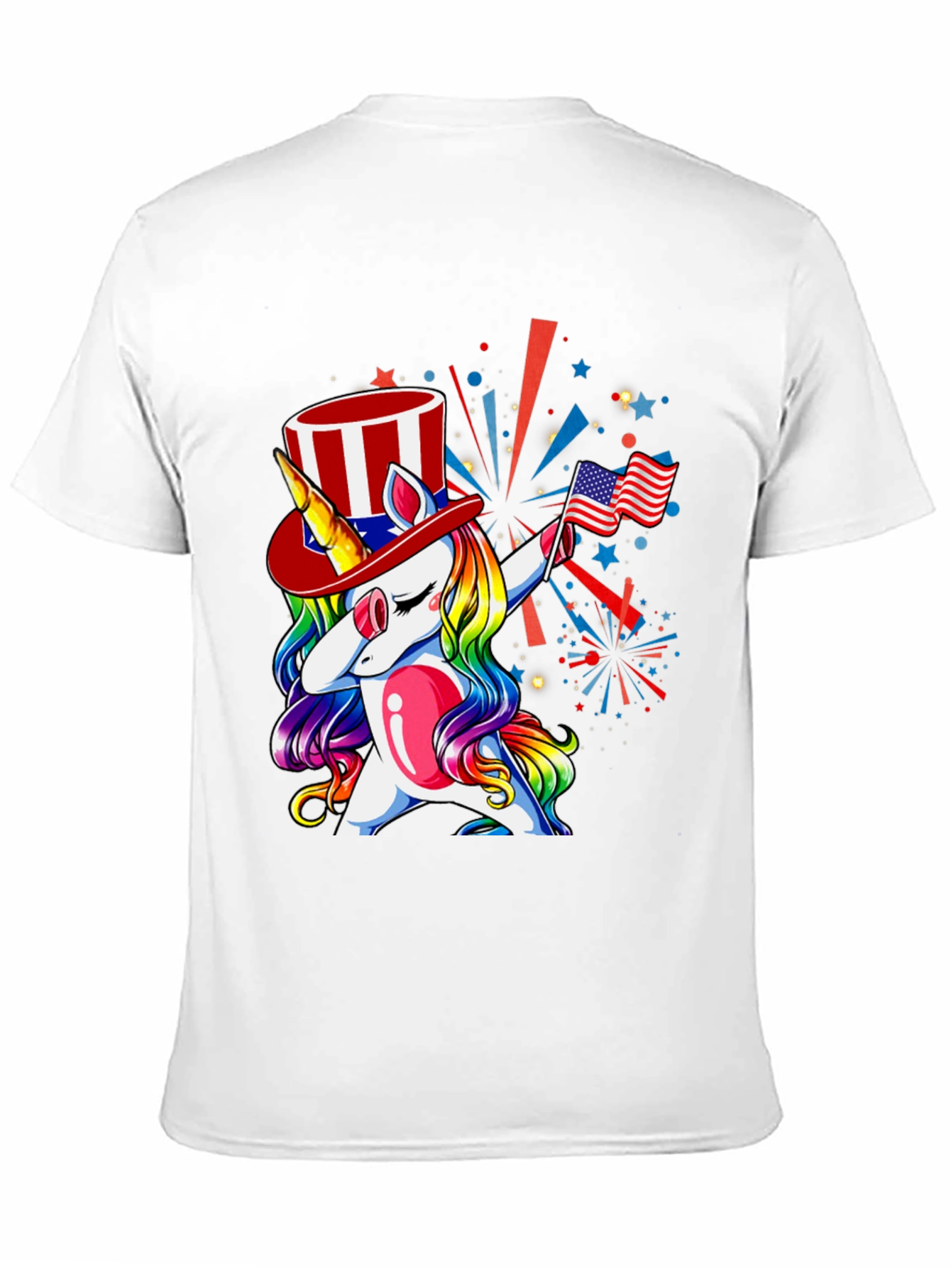 Patriotic Unicorn Dabbing Graphic T-Shirt