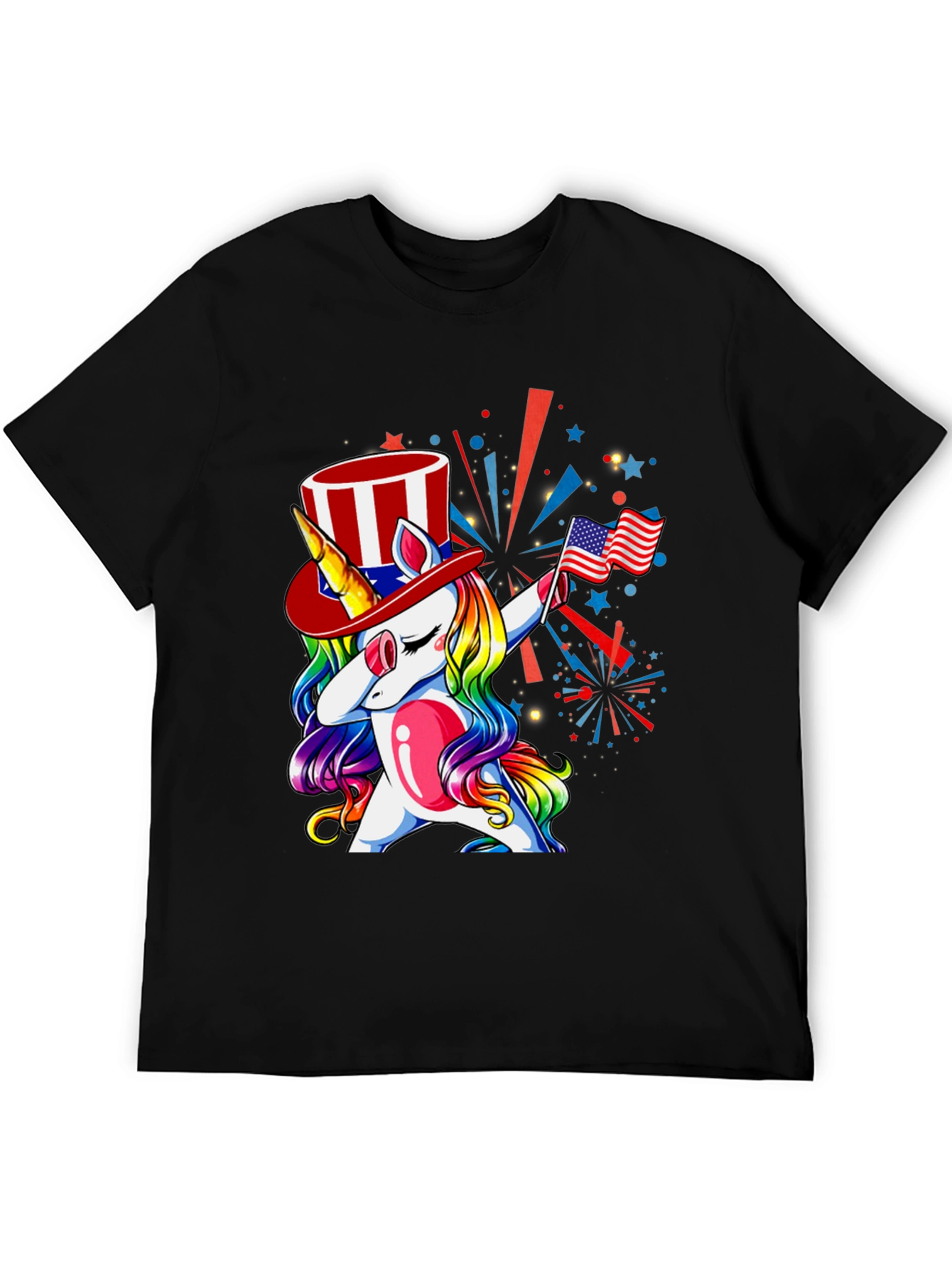 Patriotic Unicorn Dabbing Graphic T-Shirt