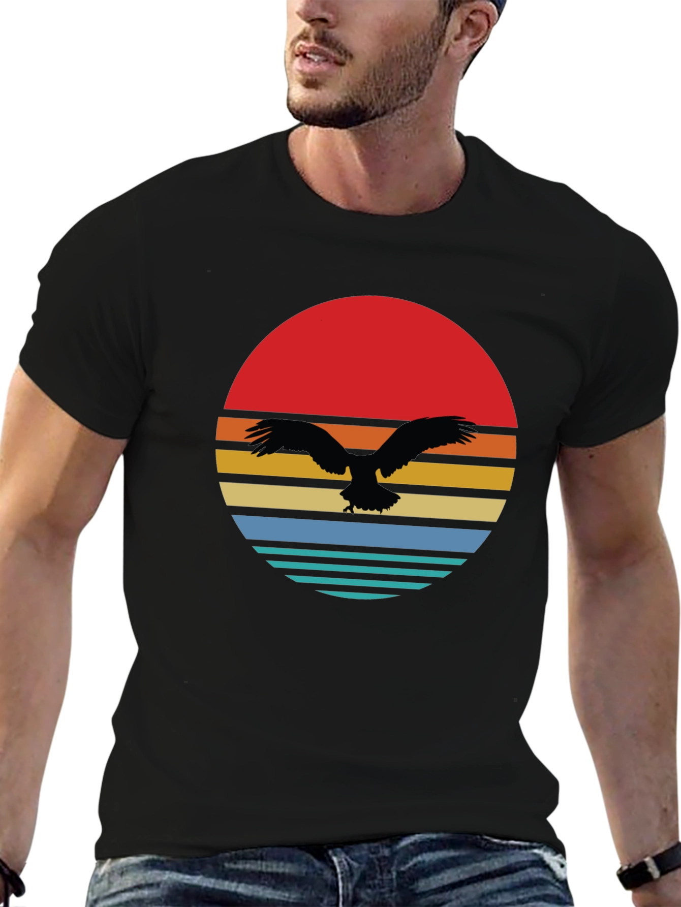Retro Sunset Eagle Graphic Tee