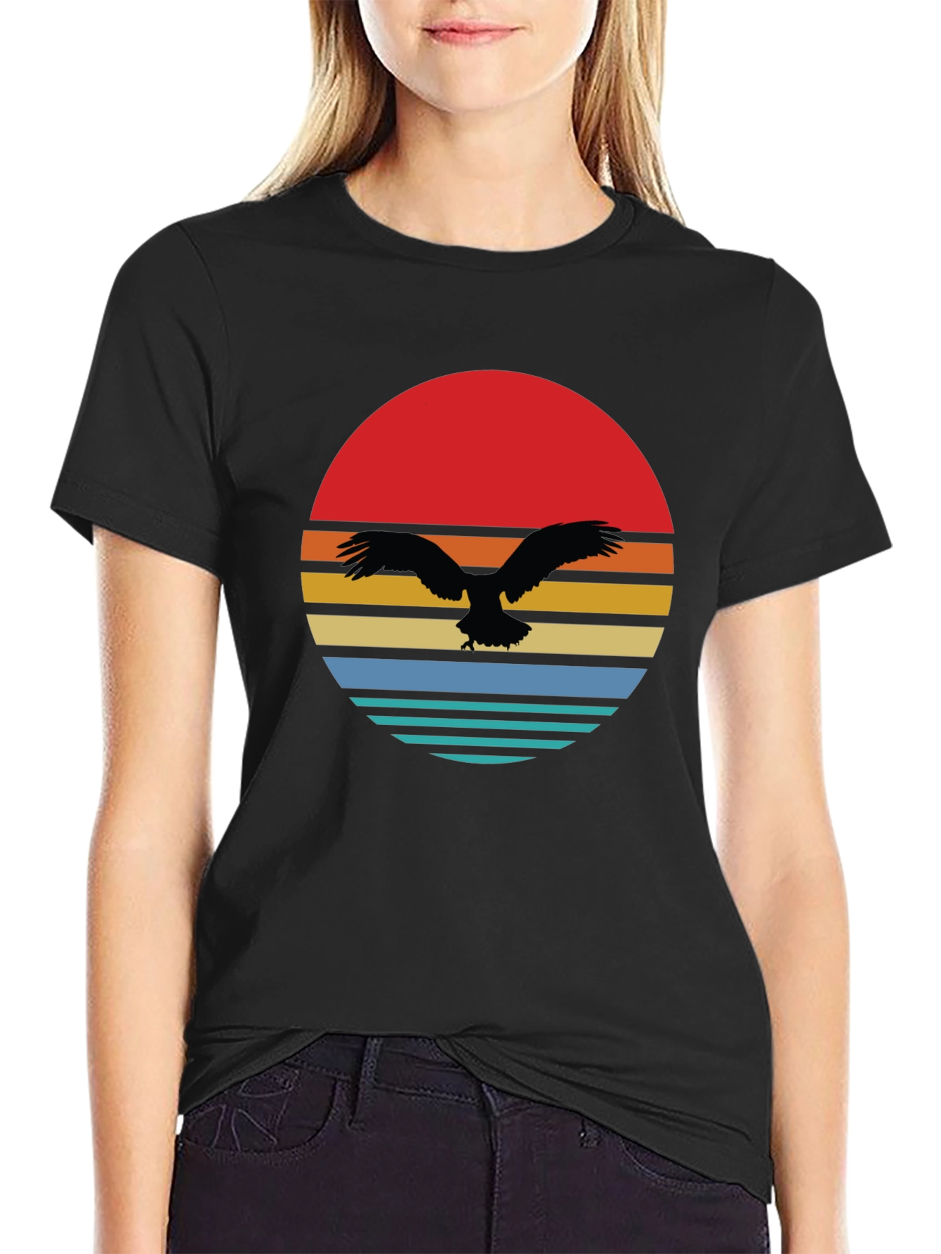 Retro Sunset Eagle Graphic Tee
