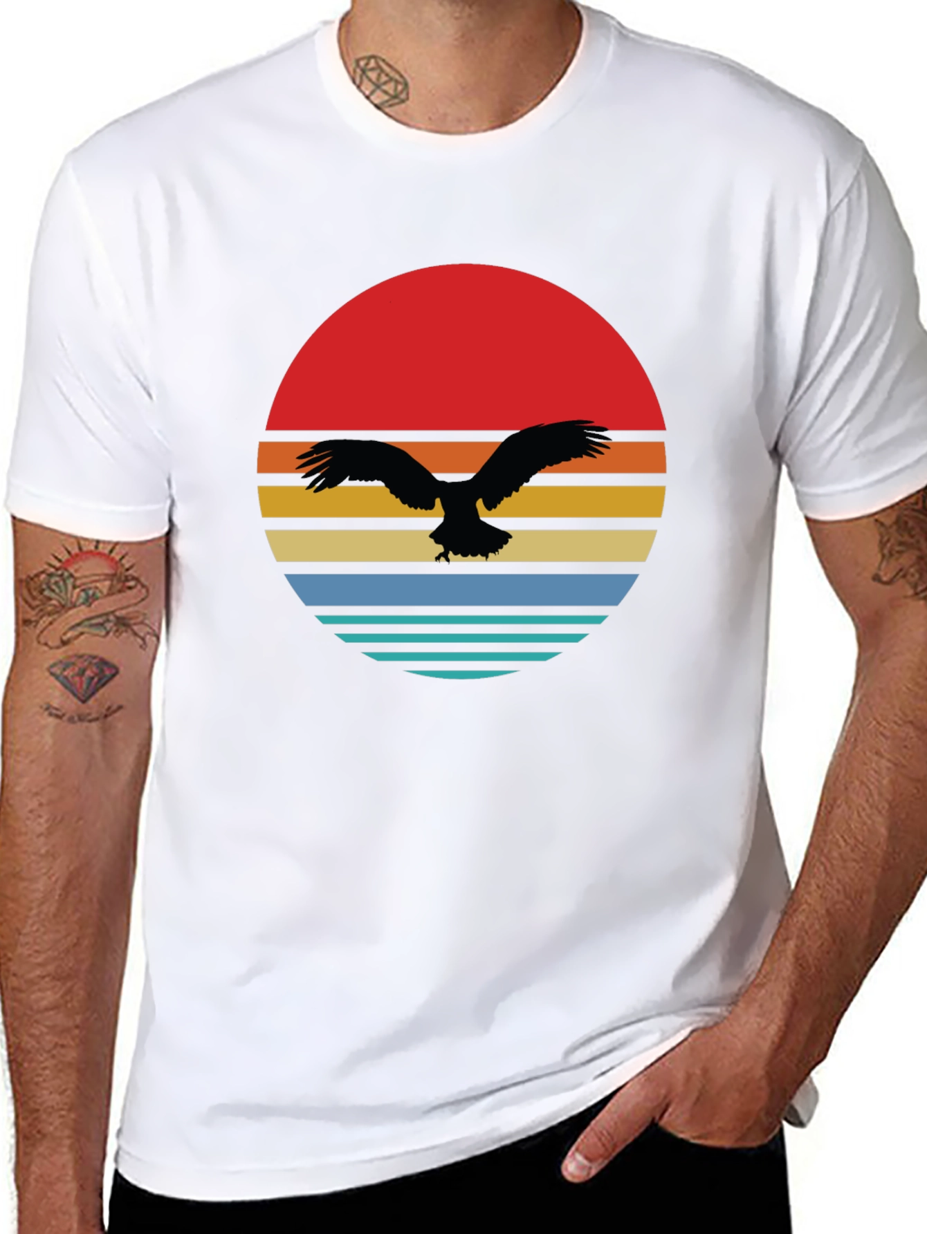Retro Sunset Eagle Graphic Tee