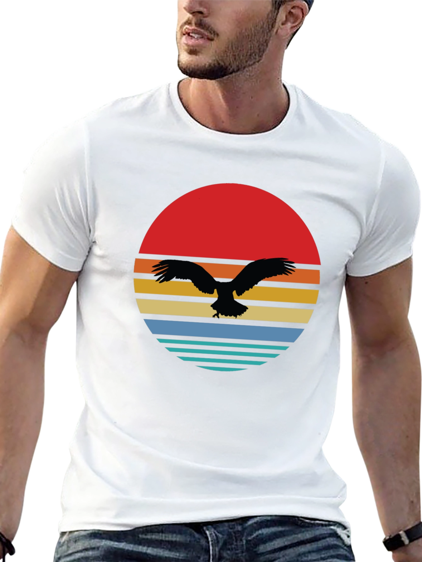 Retro Sunset Eagle Graphic Tee