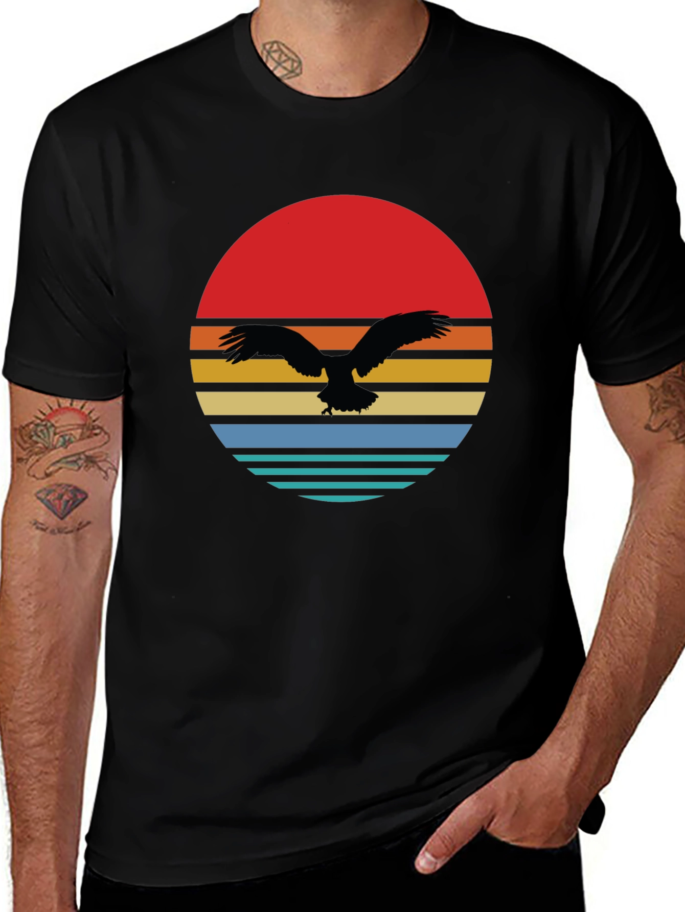 Retro Sunset Eagle Graphic Tee