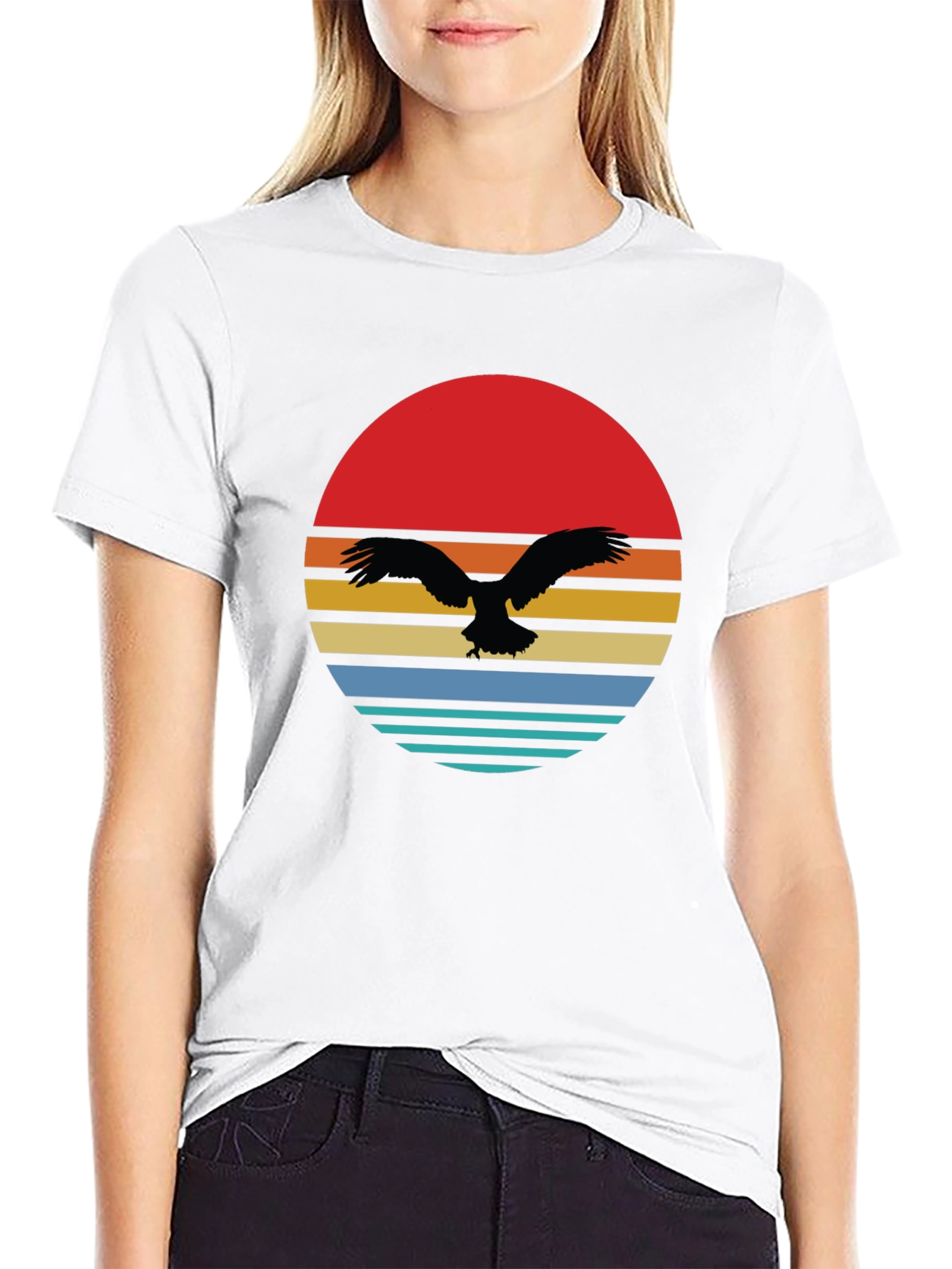 Retro Sunset Eagle Graphic Tee