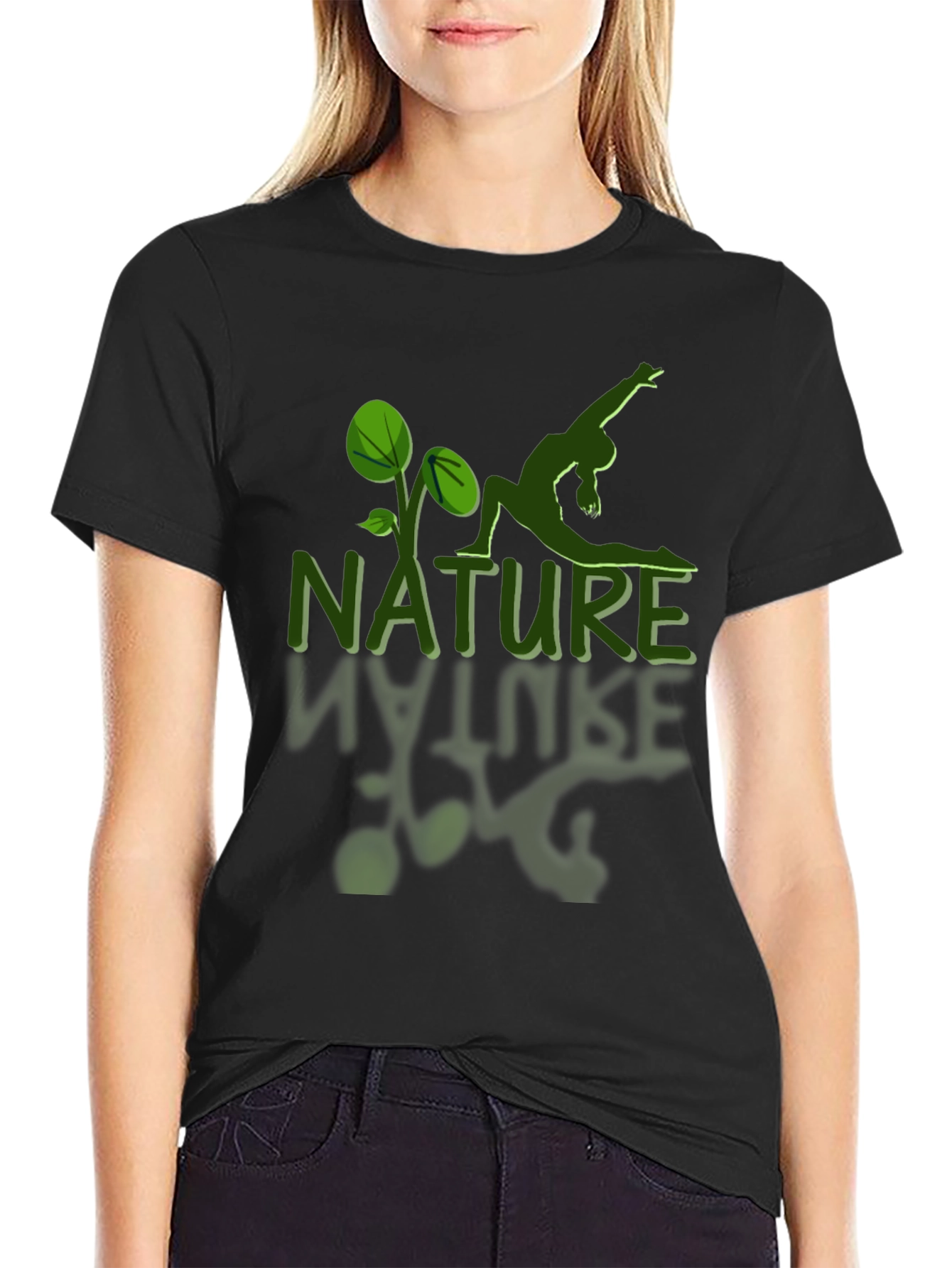 Nature Yoga Graphic T-Shirt - Black Cotton Tee