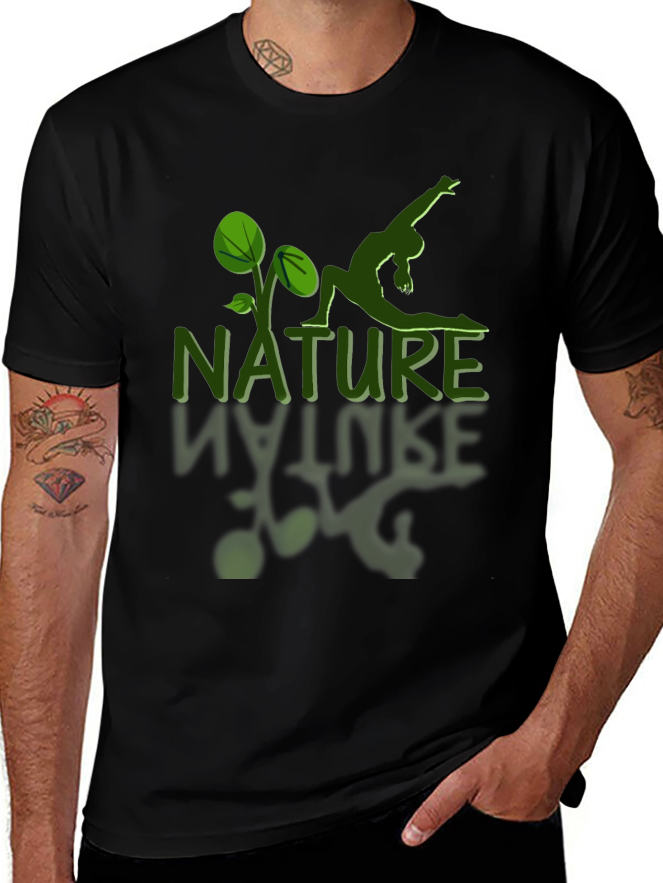 Nature Yoga Graphic T-Shirt - Black Cotton Tee