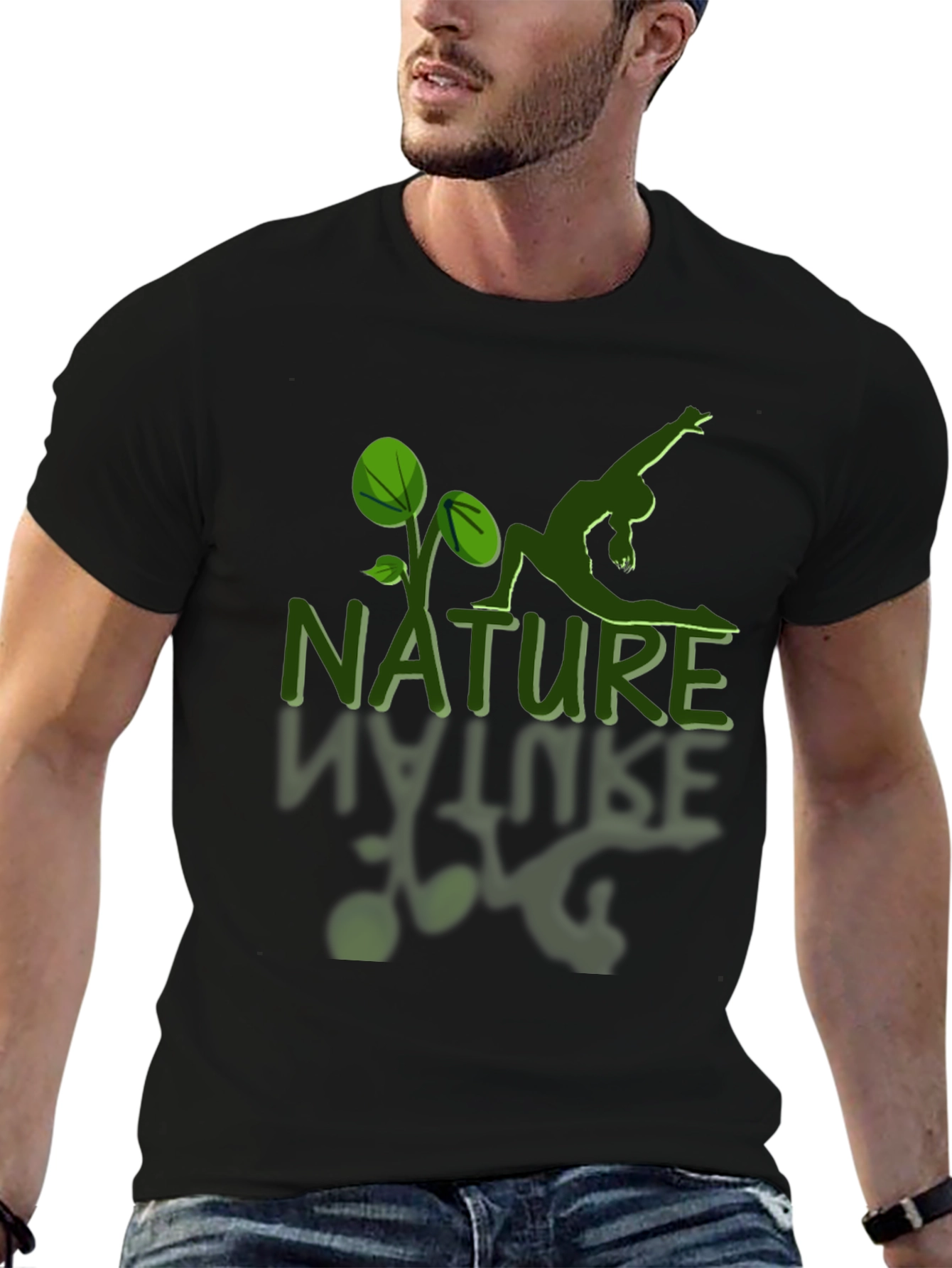 Nature Yoga Graphic T-Shirt - Black Cotton Tee
