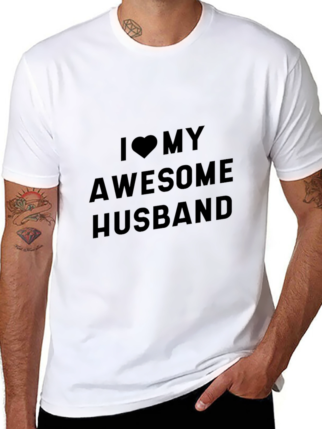 I Heart My Awesome Husband Black Tee
