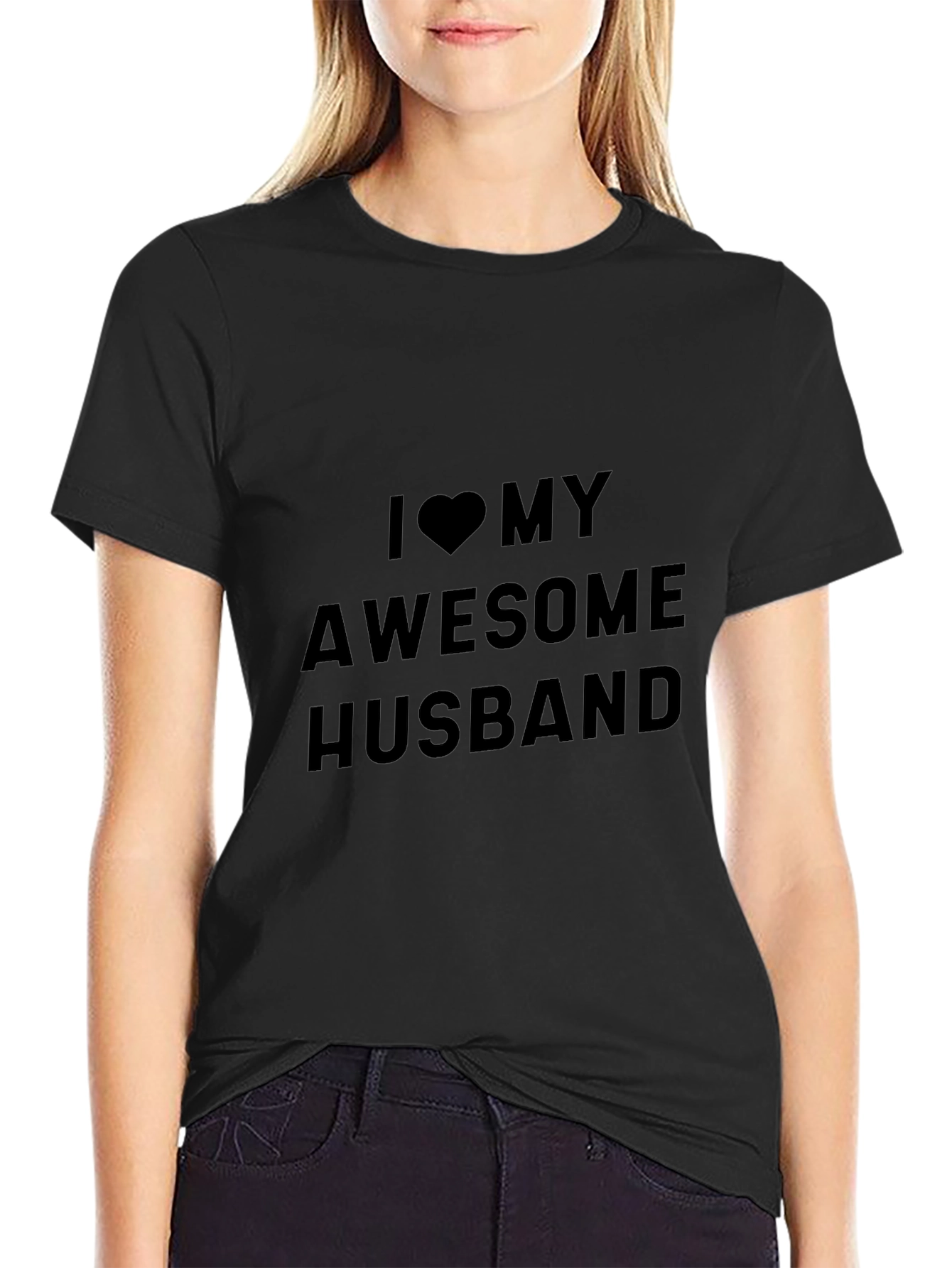 I Heart My Awesome Husband Black Tee
