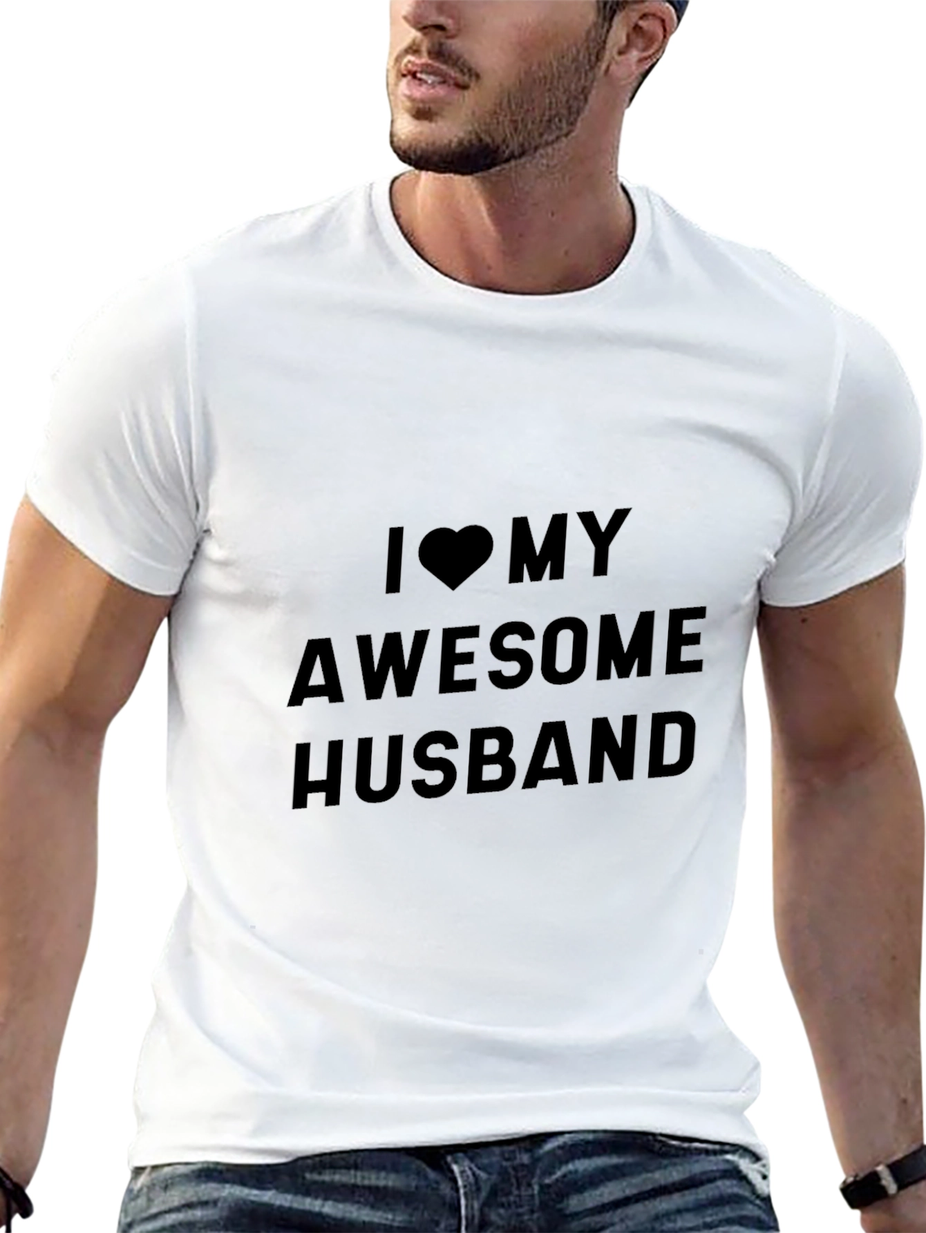 I Heart My Awesome Husband Black Tee
