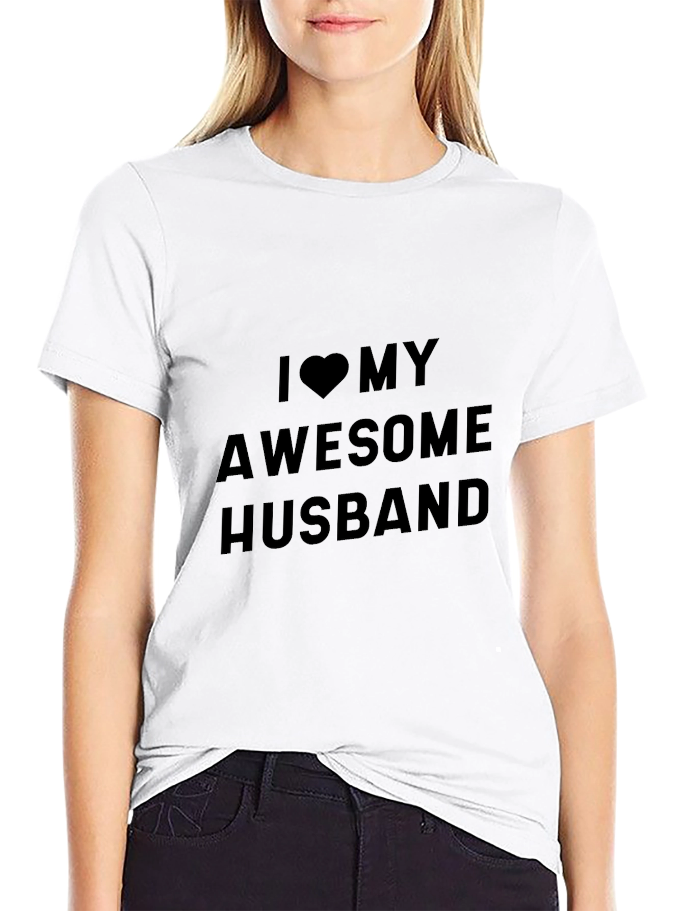 I Heart My Awesome Husband Black Tee
