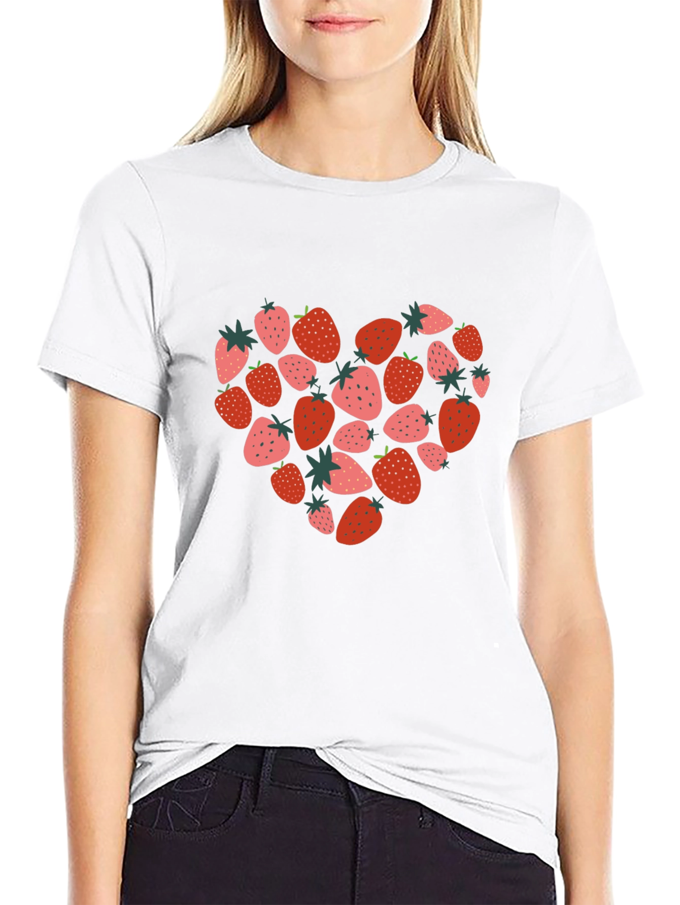 Strawberry Heart Black T-Shirt