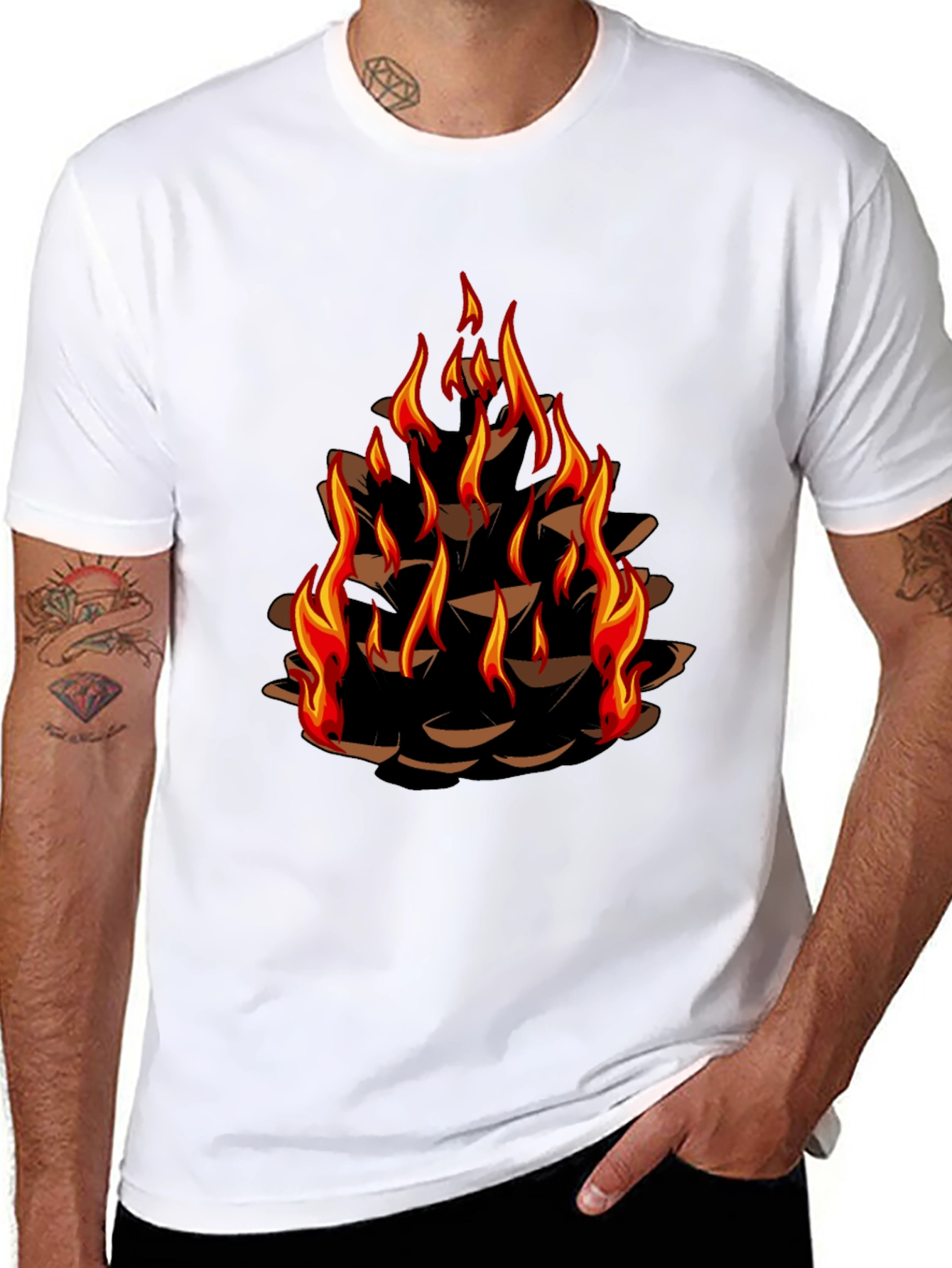 Burning Pinecone Graphic Tee - Black