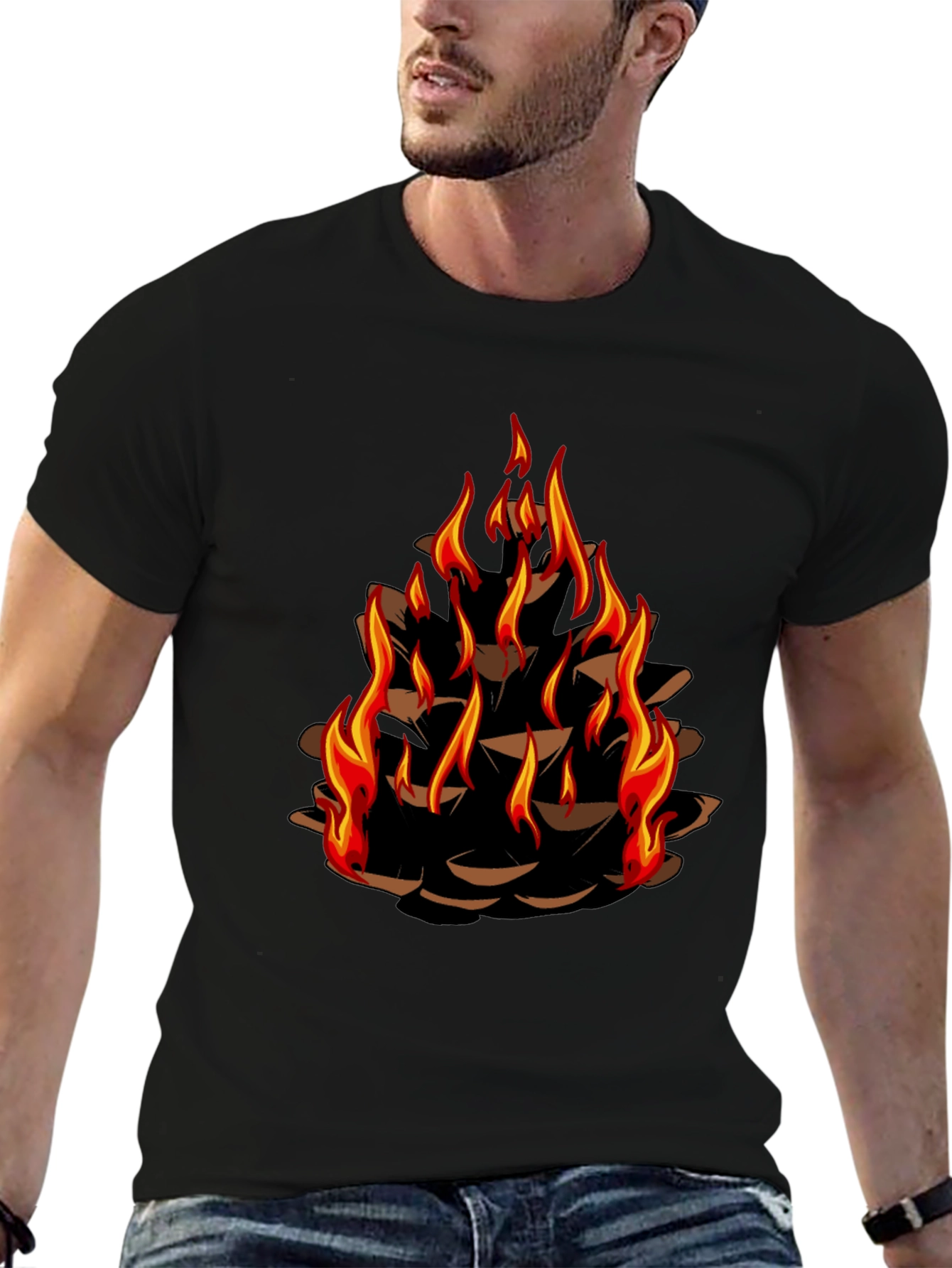 Burning Pinecone Graphic Tee - Black