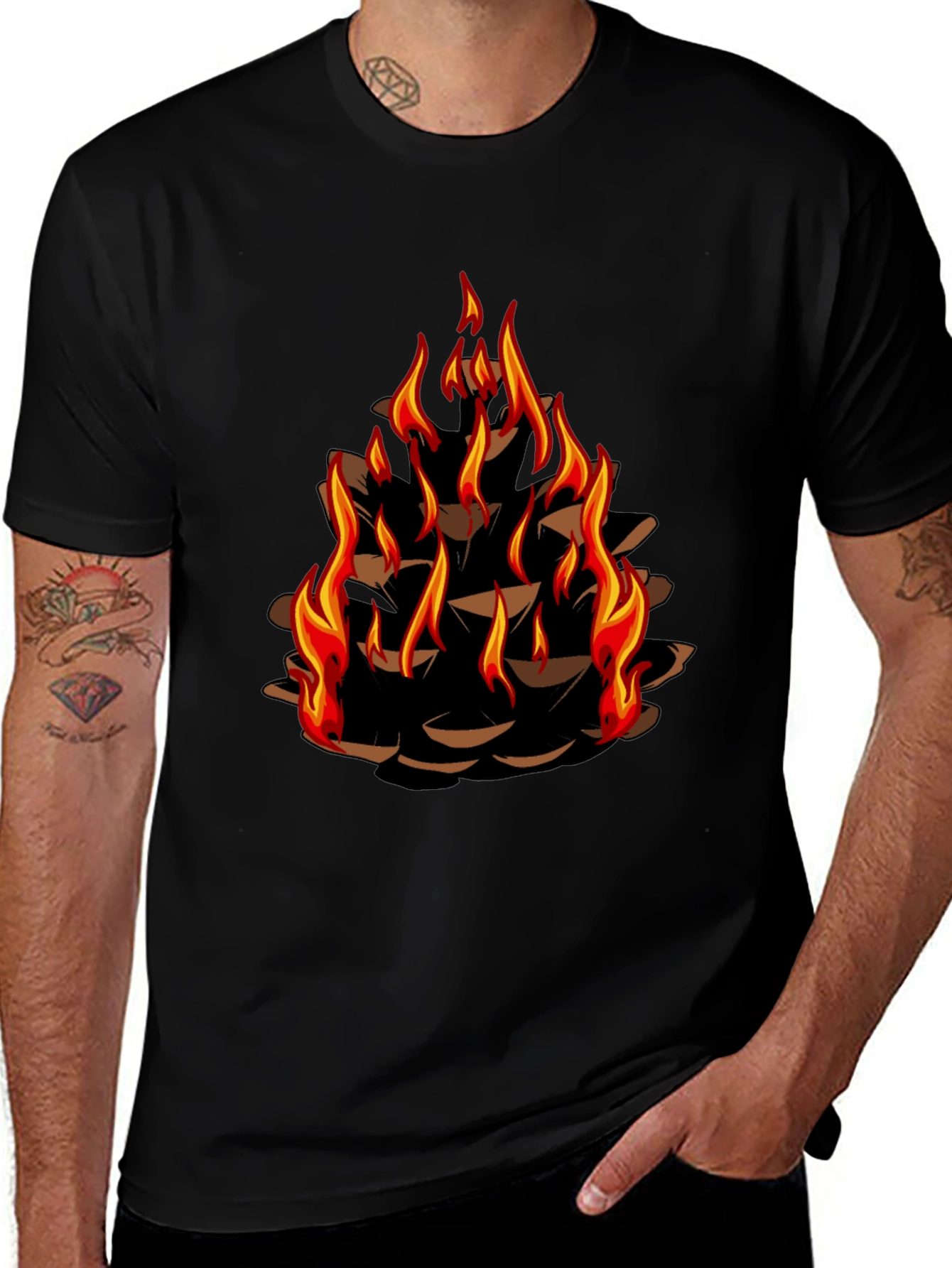 Burning Pinecone Graphic Tee - Black