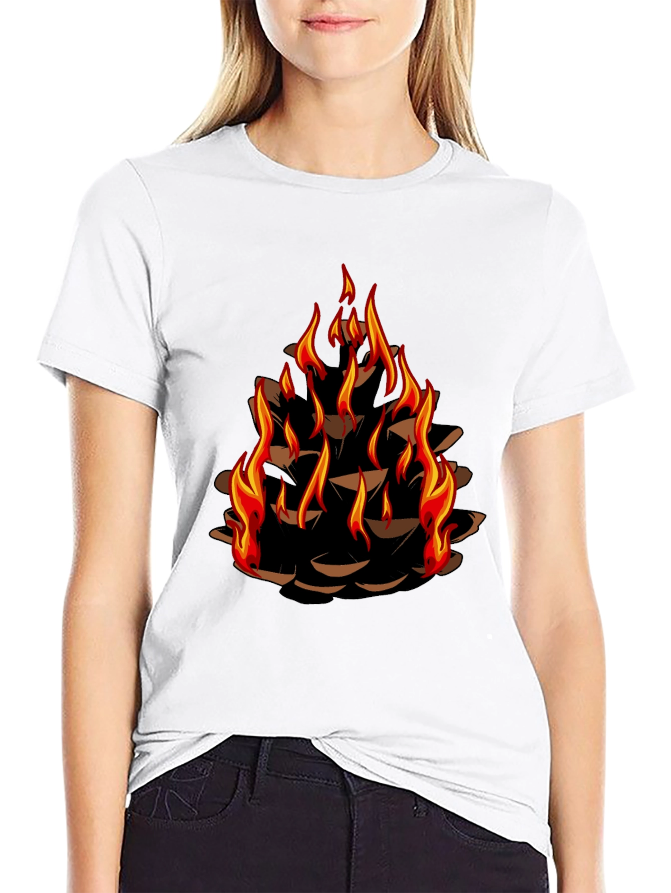 Burning Pinecone Graphic Tee - Black
