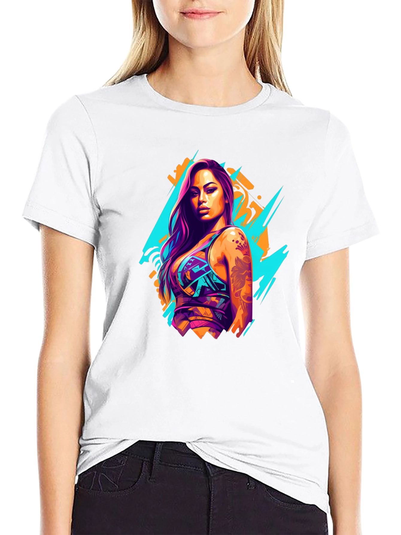Neon Graffiti Woman Graphic T-Shirt