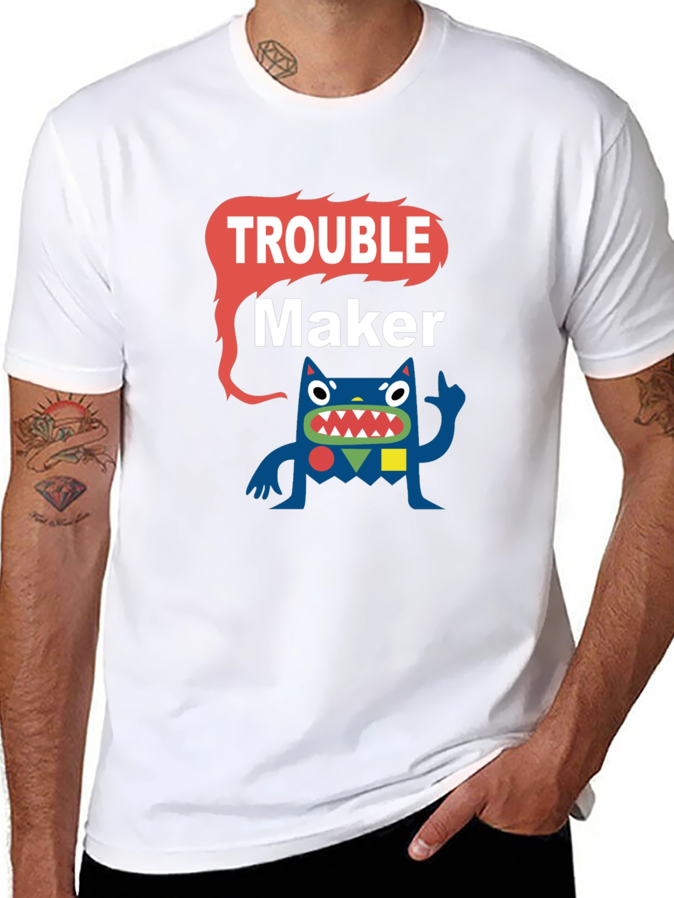 Trouble Maker Graphic Tee - Funny Cartoon Monster T-Shirt