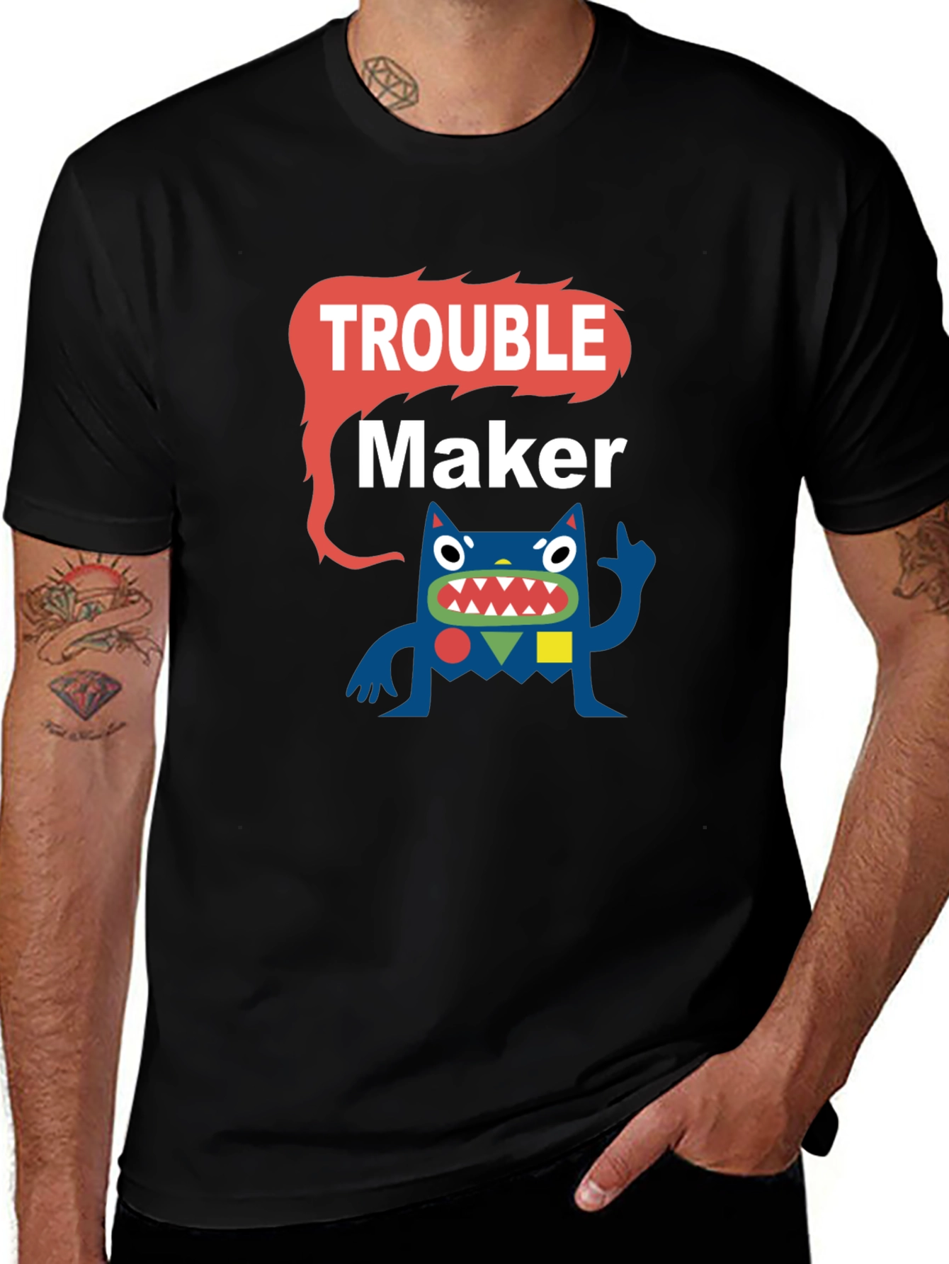 Trouble Maker Graphic Tee - Funny Cartoon Monster T-Shirt