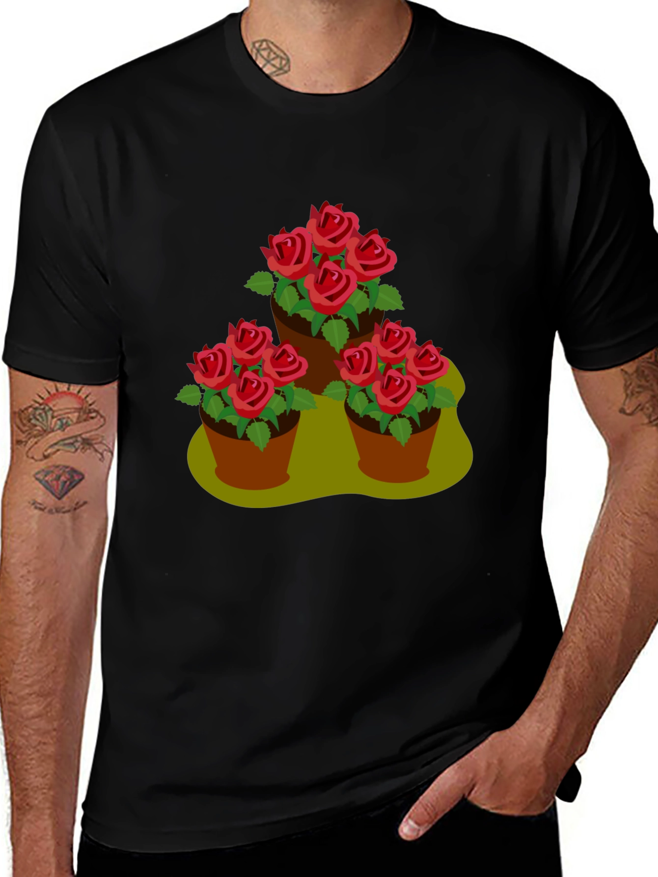 Floral Pot Graphic Tee - Stylish Casual Wear
