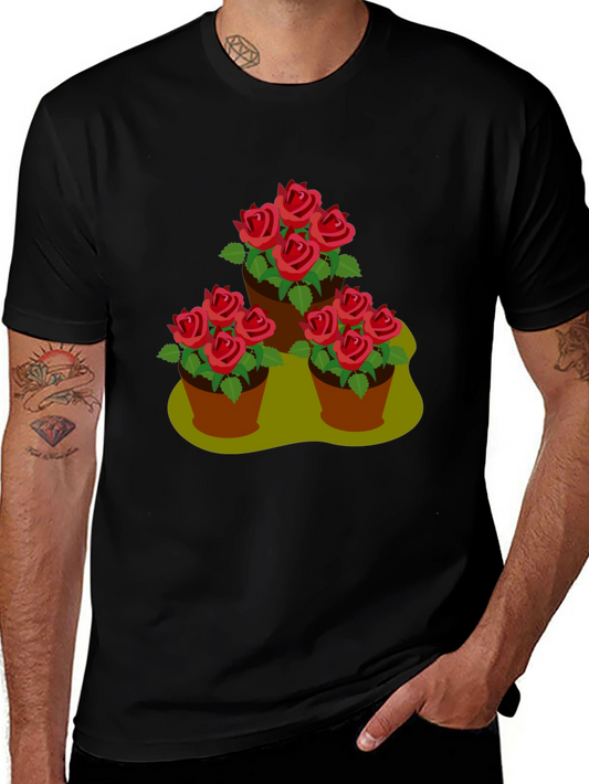 Floral Pot Graphic Tee - Stylish Casual Wear