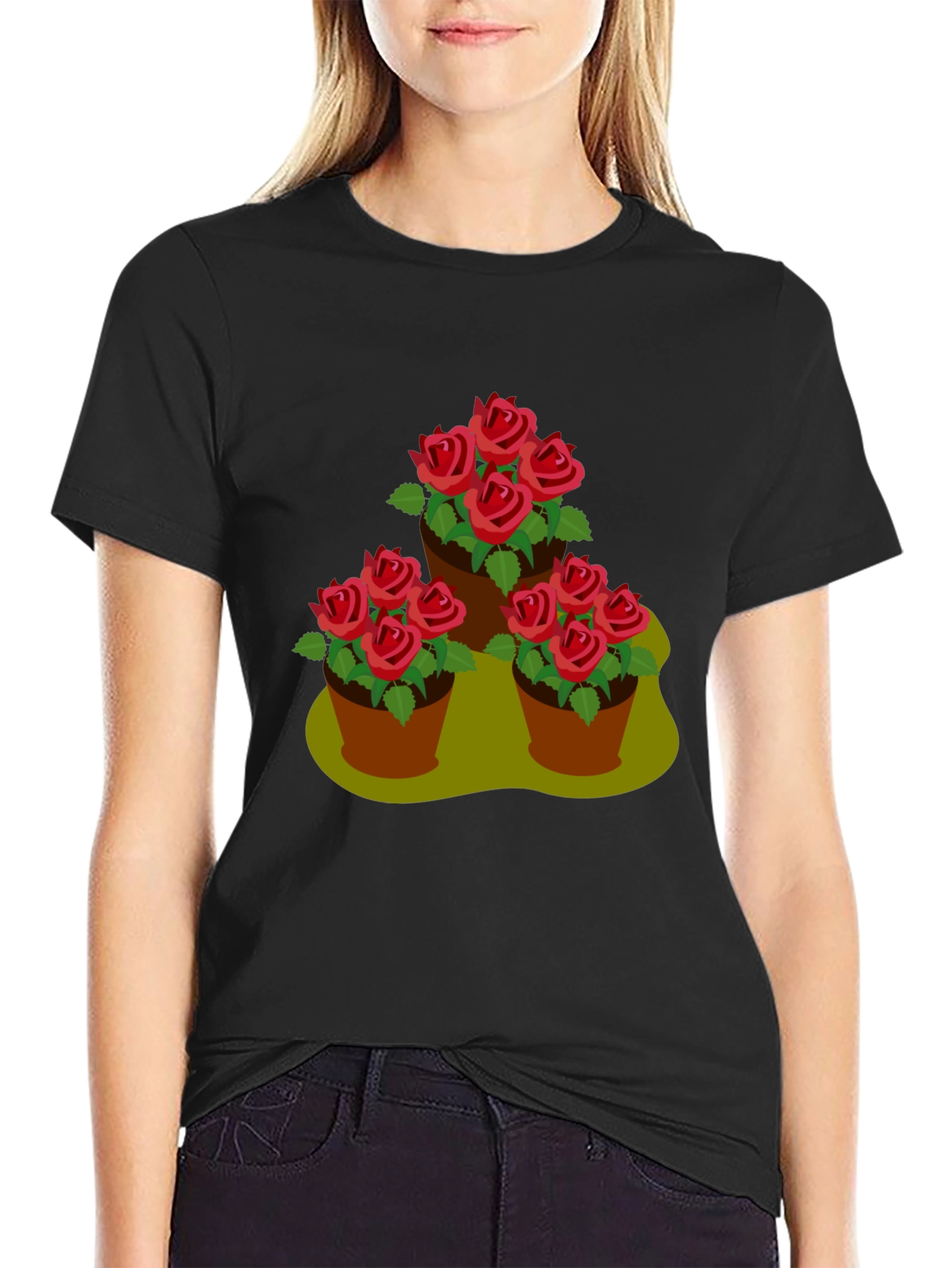 Floral Pot Graphic Tee - Stylish Casual Wear