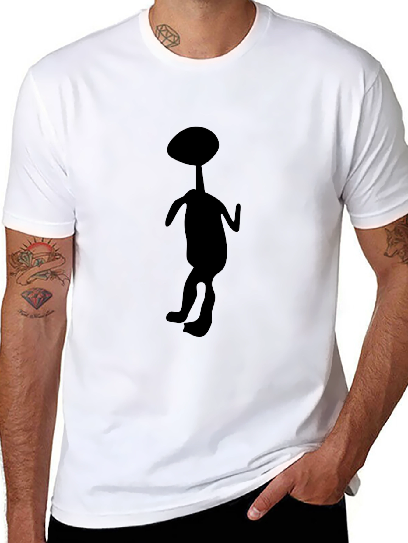 Abstract Alien Silhouette Black T-Shirt