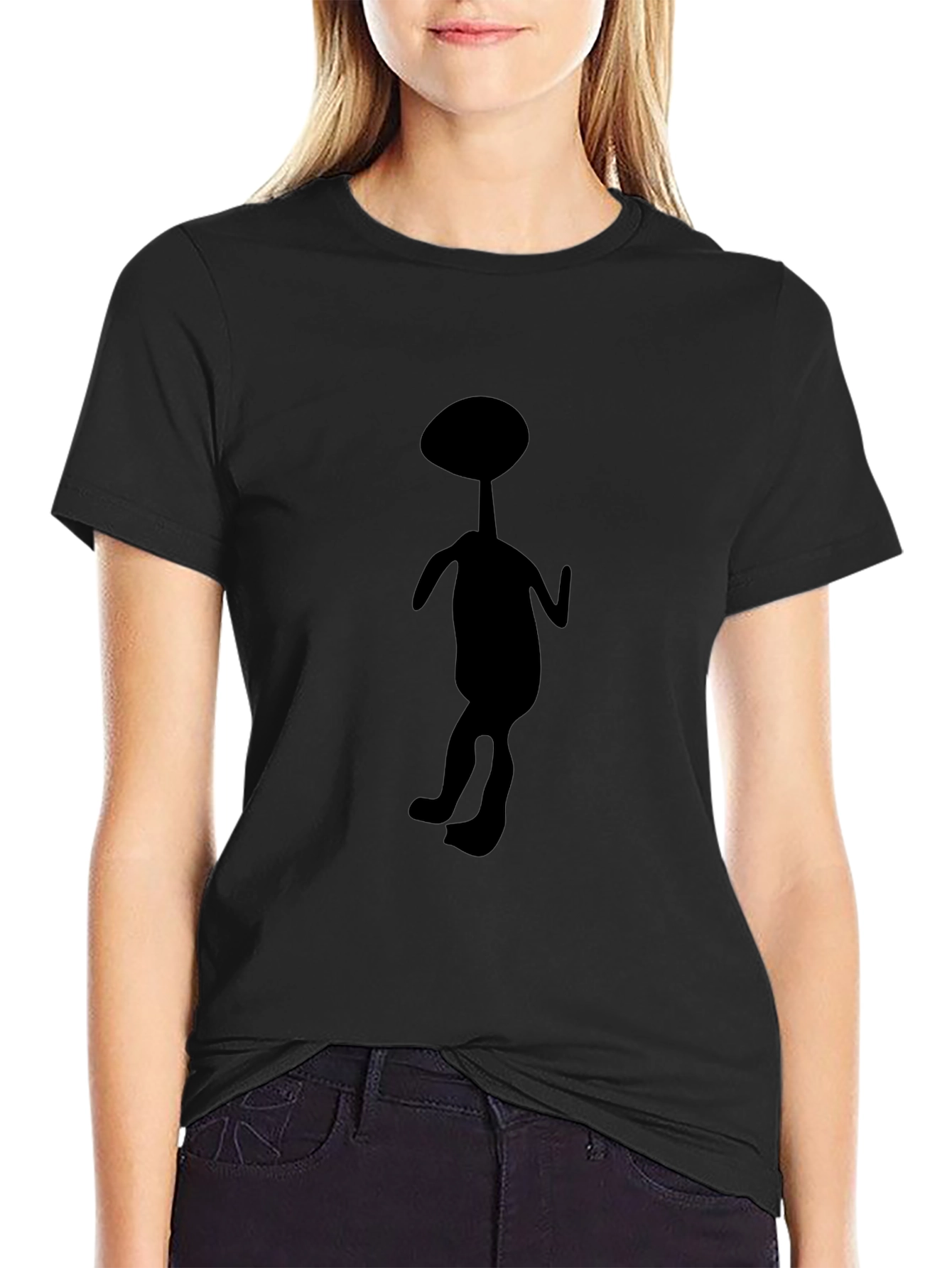 Abstract Alien Silhouette Black T-Shirt