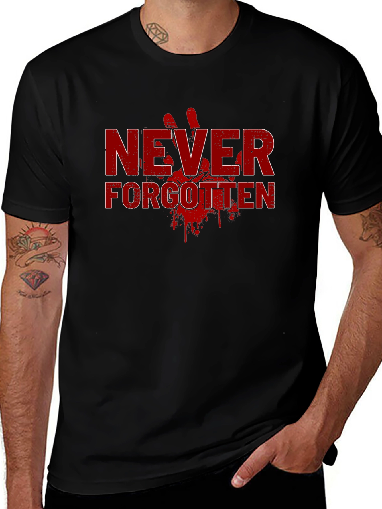 Never Forgotten Graphic Tee - Bold Red Design