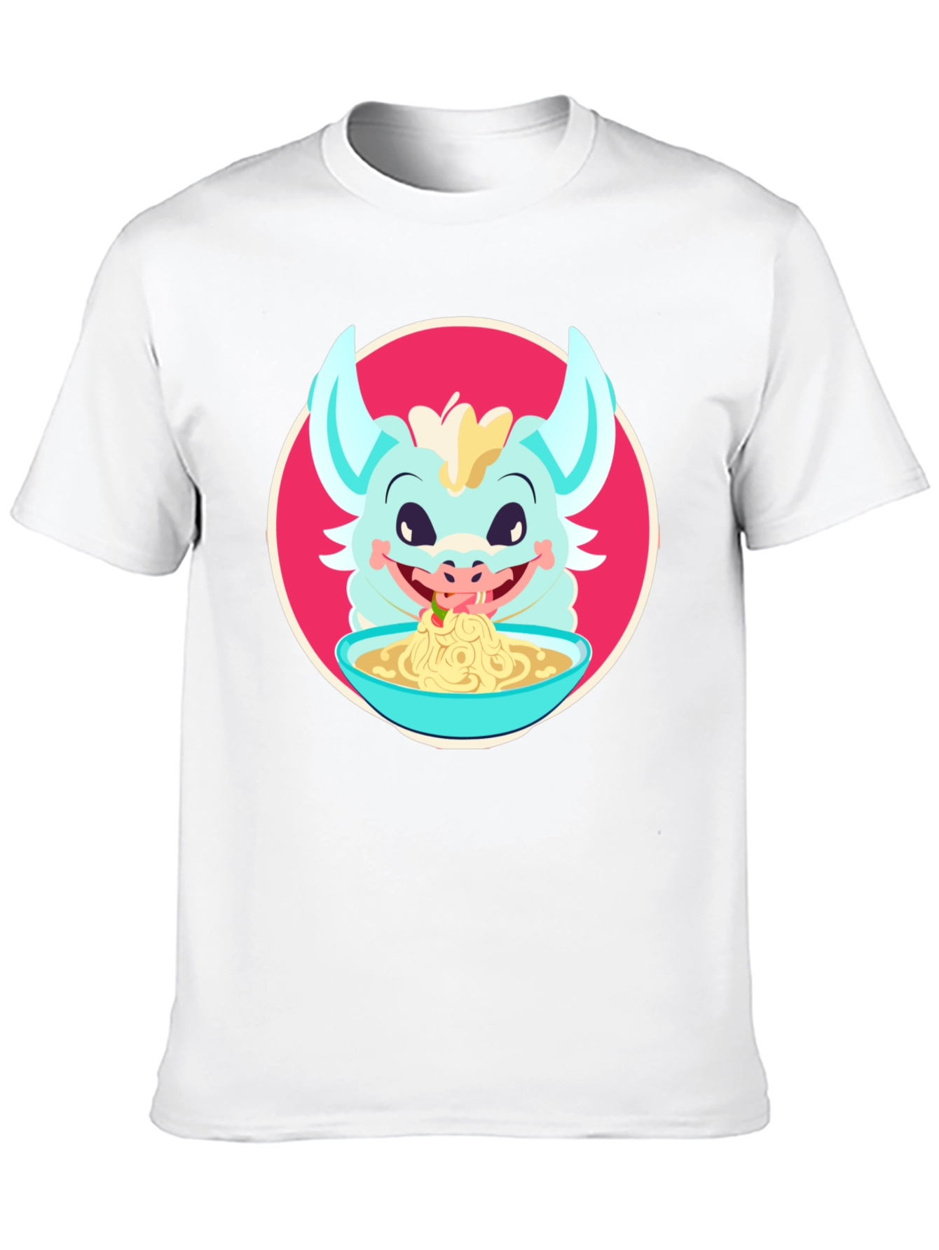 Dragon Eating Ramen T-Shirt - Cute Cartoon Graphic Tee