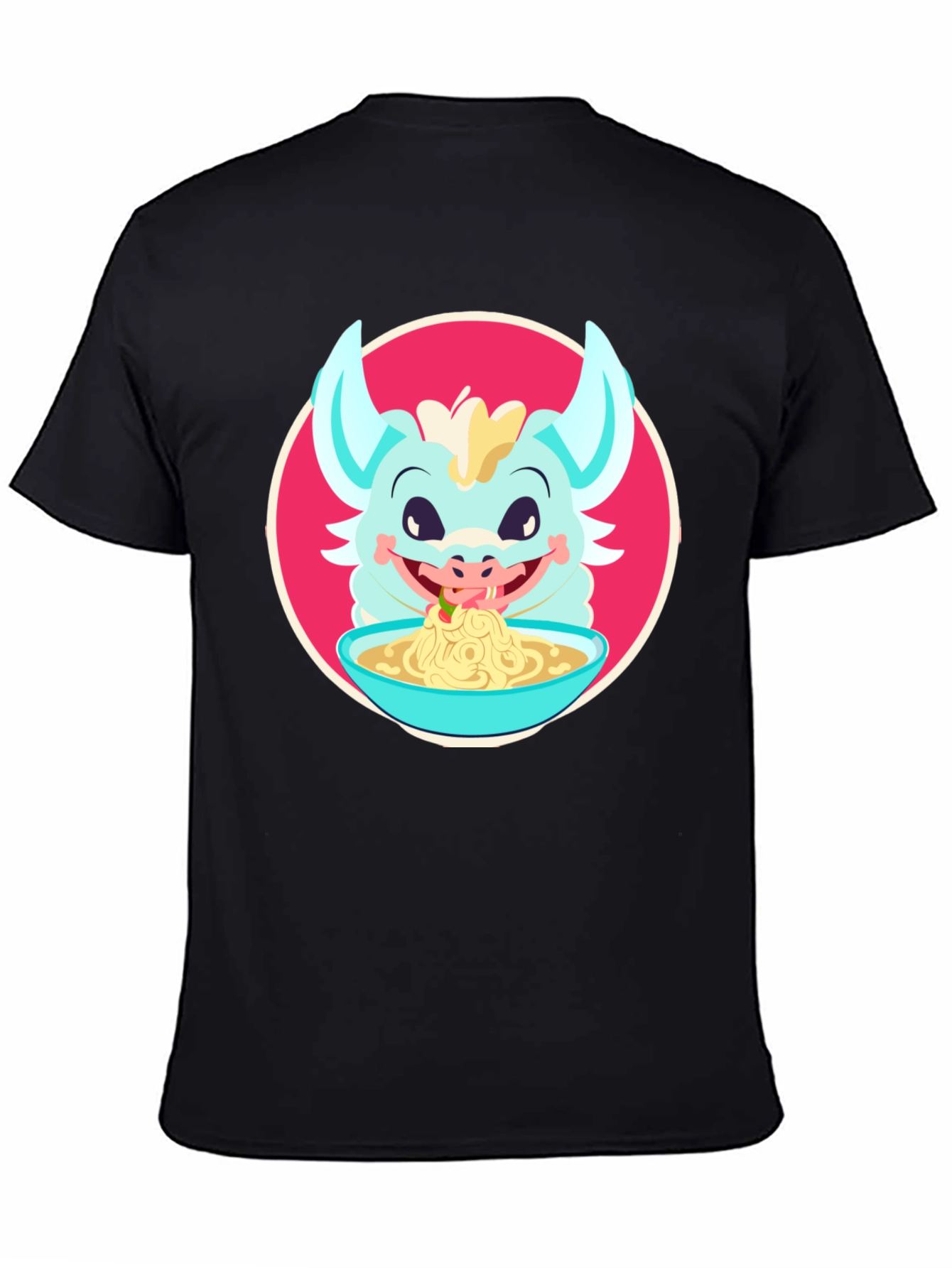 Dragon Eating Ramen T-Shirt - Cute Cartoon Graphic Tee