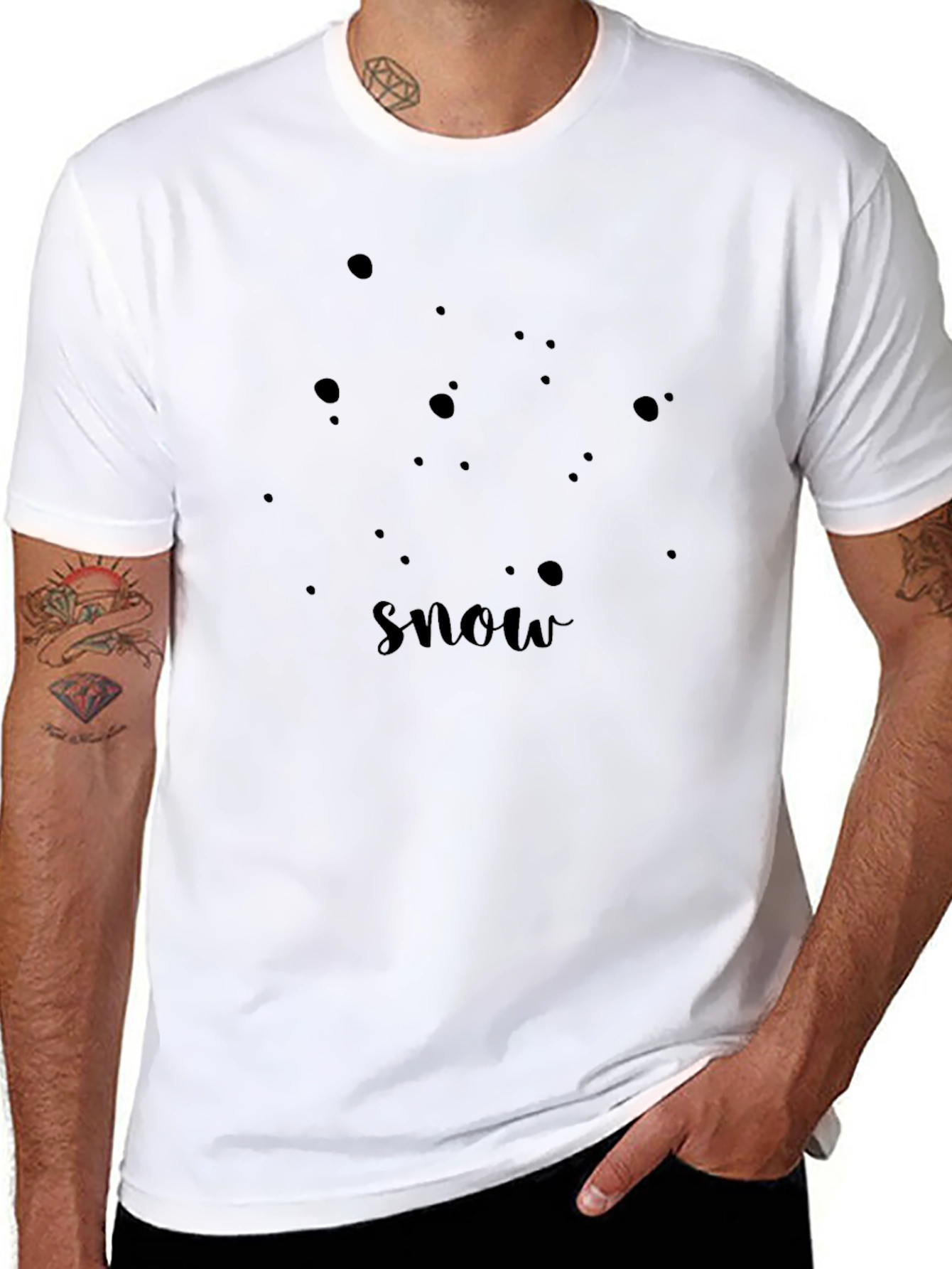 Snow Graphic Tee - Black Cotton Casual T-Shirt