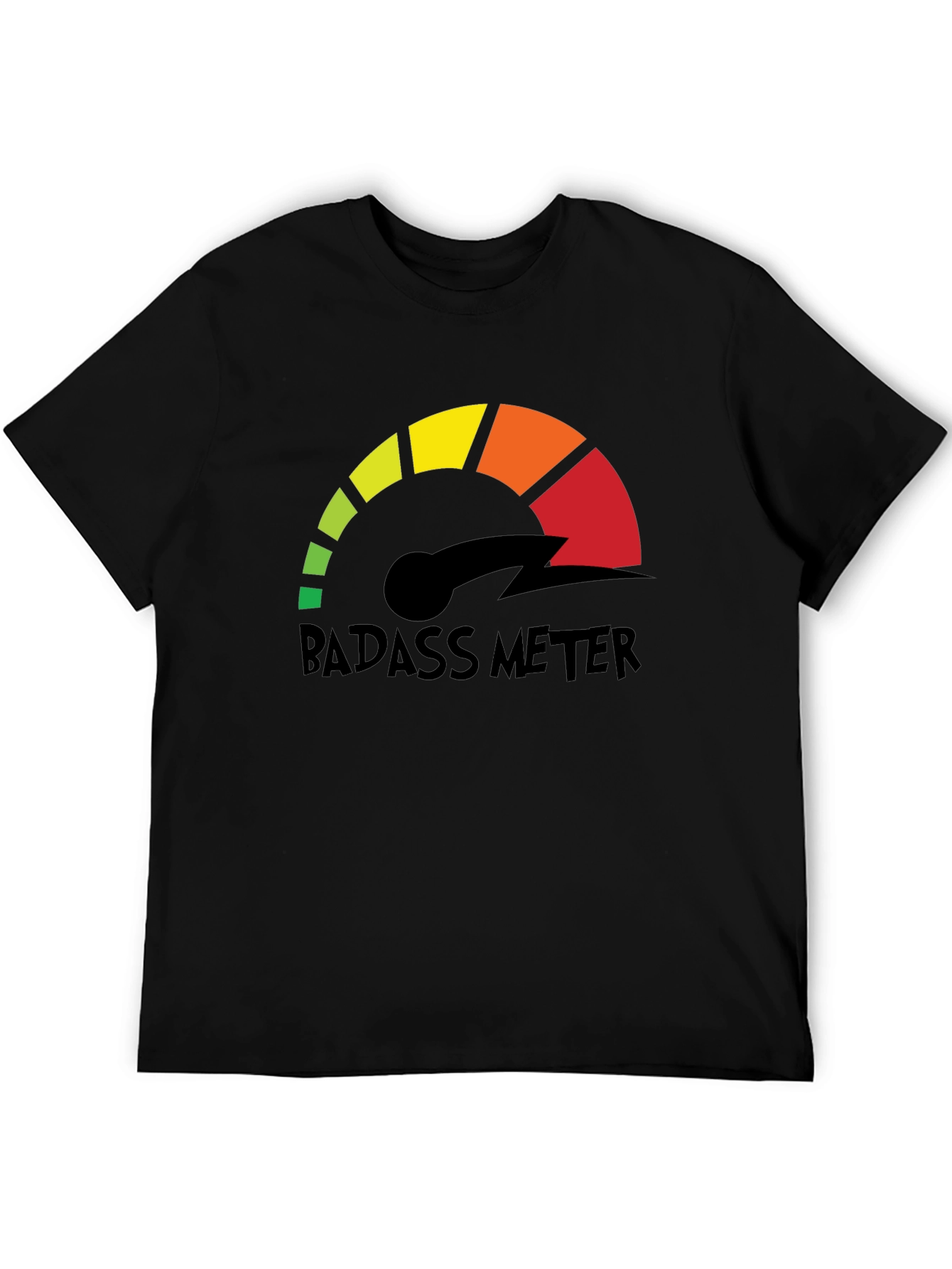 Badass Meter Black Graphic Tee - Bold Statement Shirt