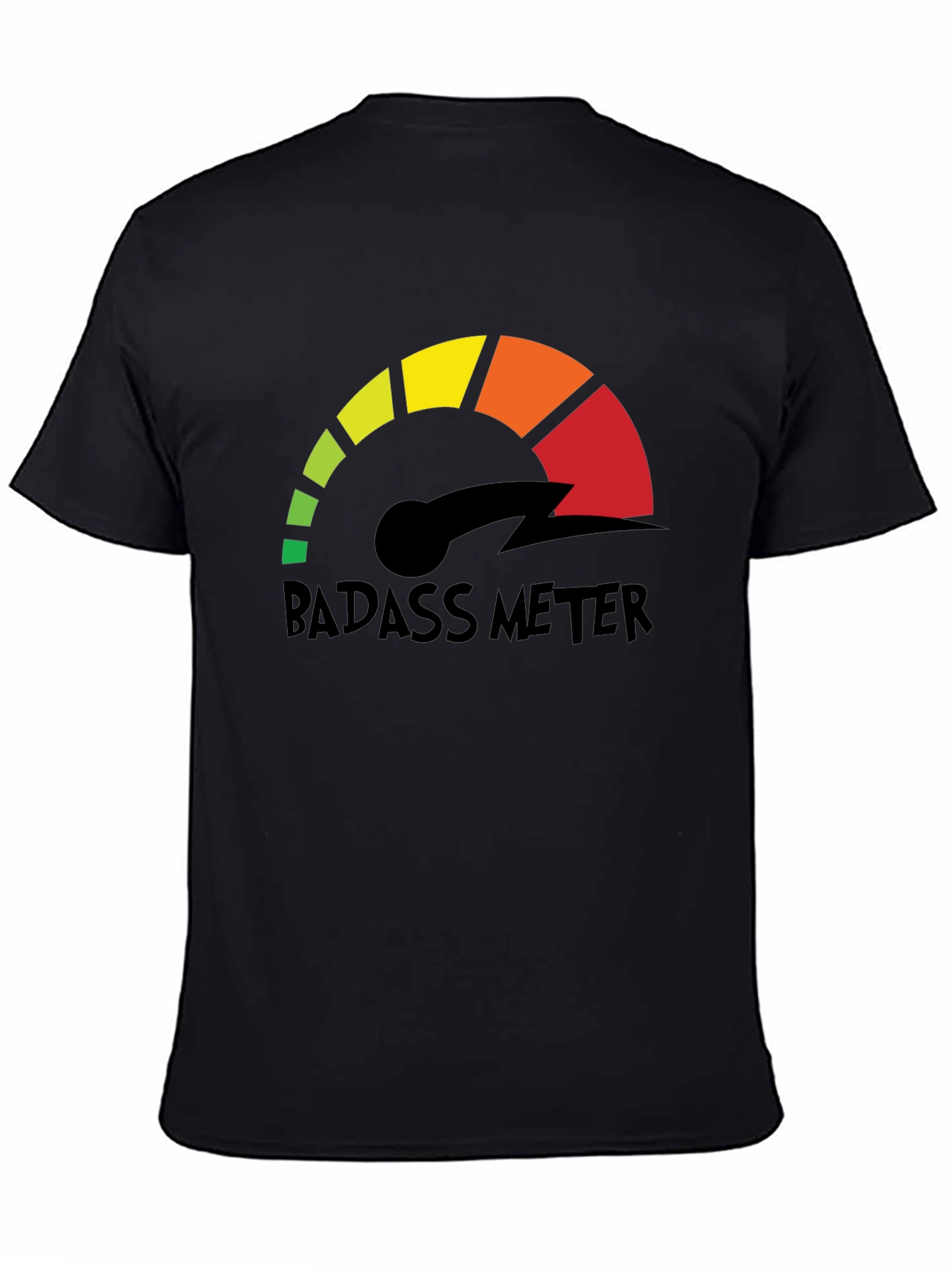 Badass Meter Black Graphic Tee - Bold Statement Shirt