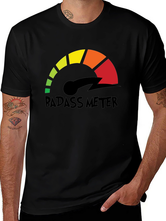 Badass Meter Black Graphic Tee - Bold Statement Shirt