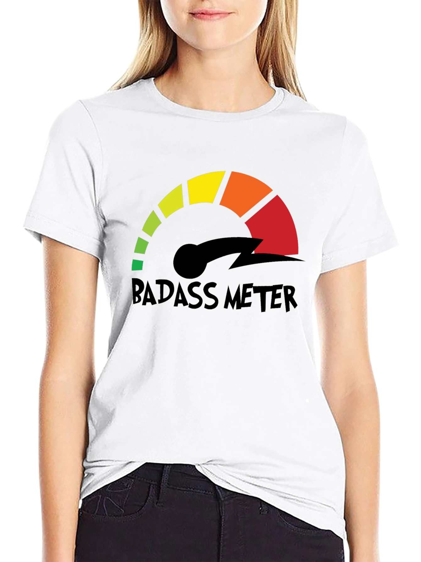 Badass Meter Black Graphic Tee - Bold Statement Shirt