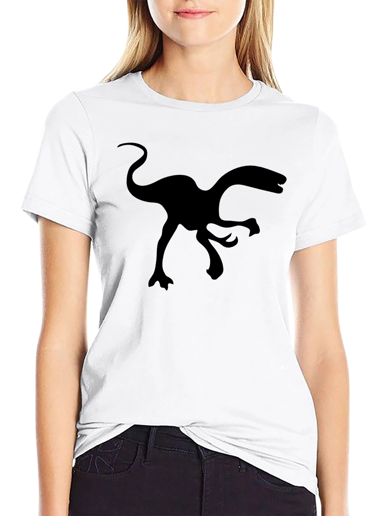 Mens Black Graphic Tee - Dinosaur Silhouette