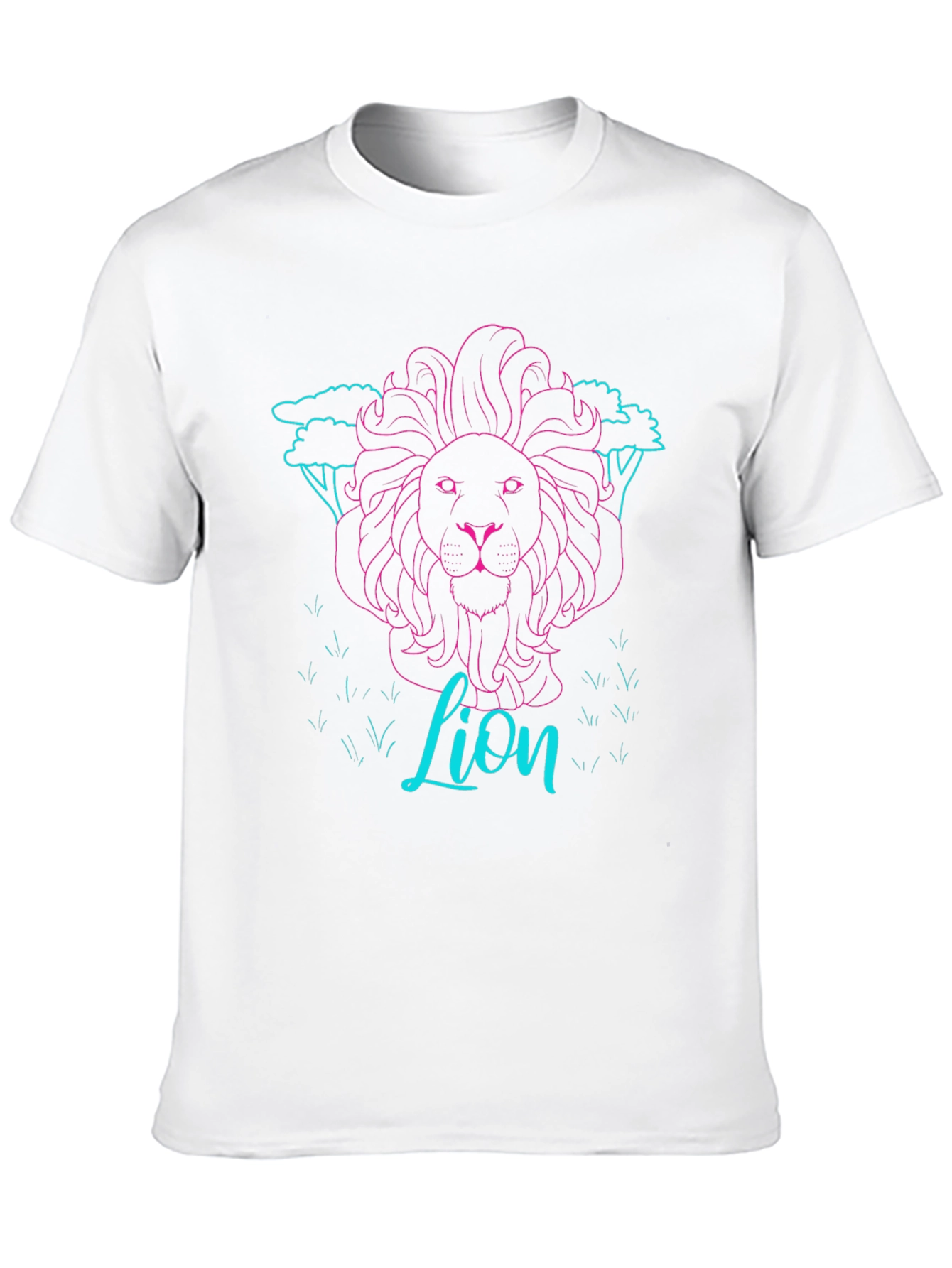 Neon Lion Graphic Tee - Black Cotton T-Shirt
